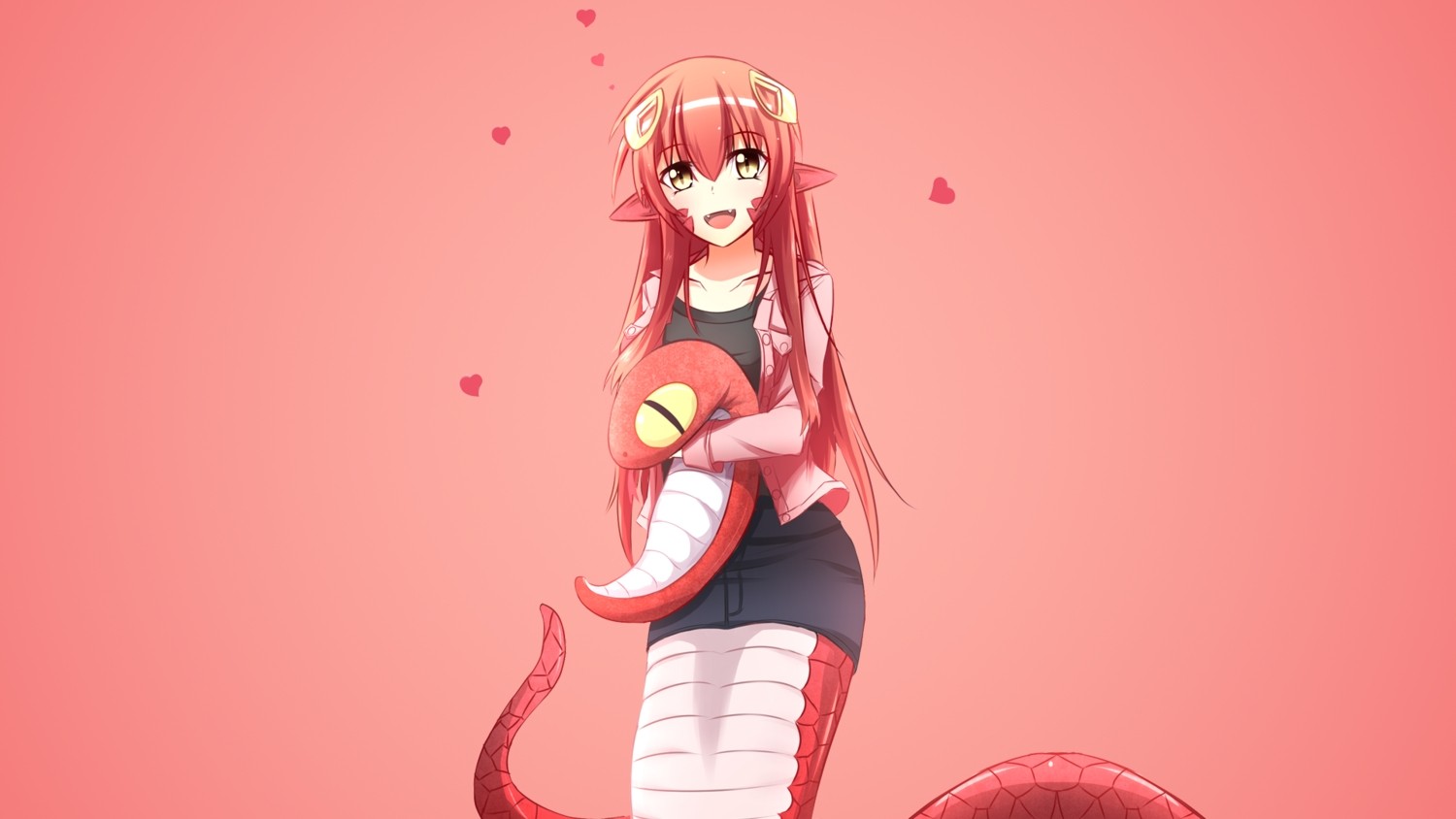 animal, animal_ears, gradient, long_hair, miia_(monster_musume), monster_musume_no_iru_nichijou, red_hair, snake