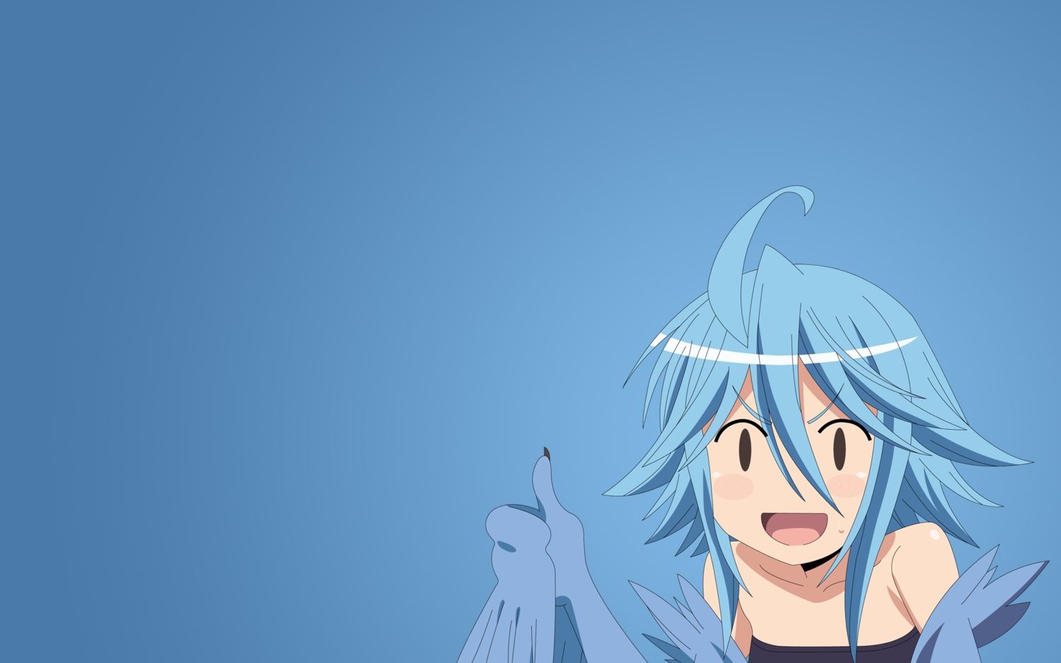 blue_hair, gradient, monster_musume_no_iru_nichijou, papi, short_hair, tagme_(artist), wings