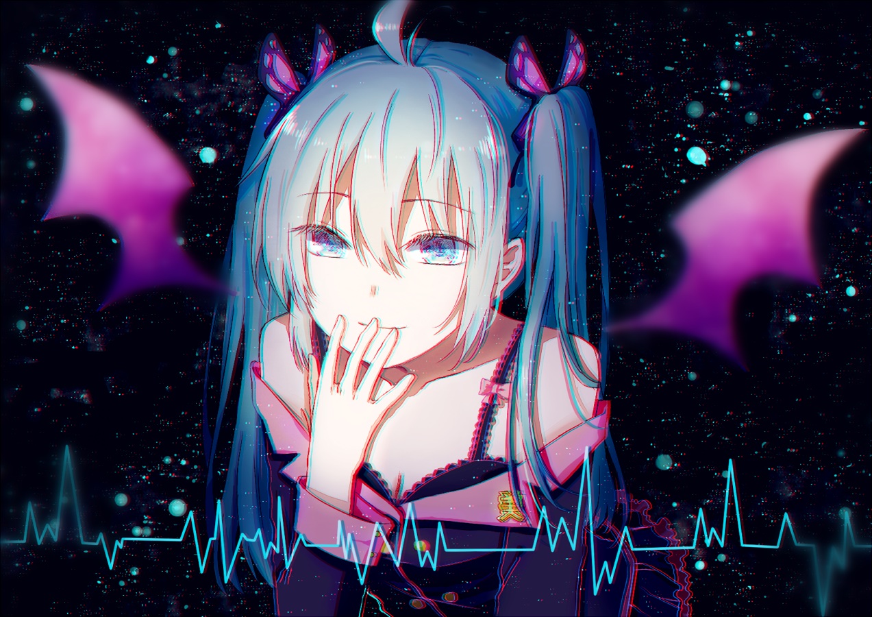 aliasing, hatsune_miku, mimengfeixue, twintails, vocaloid, wings