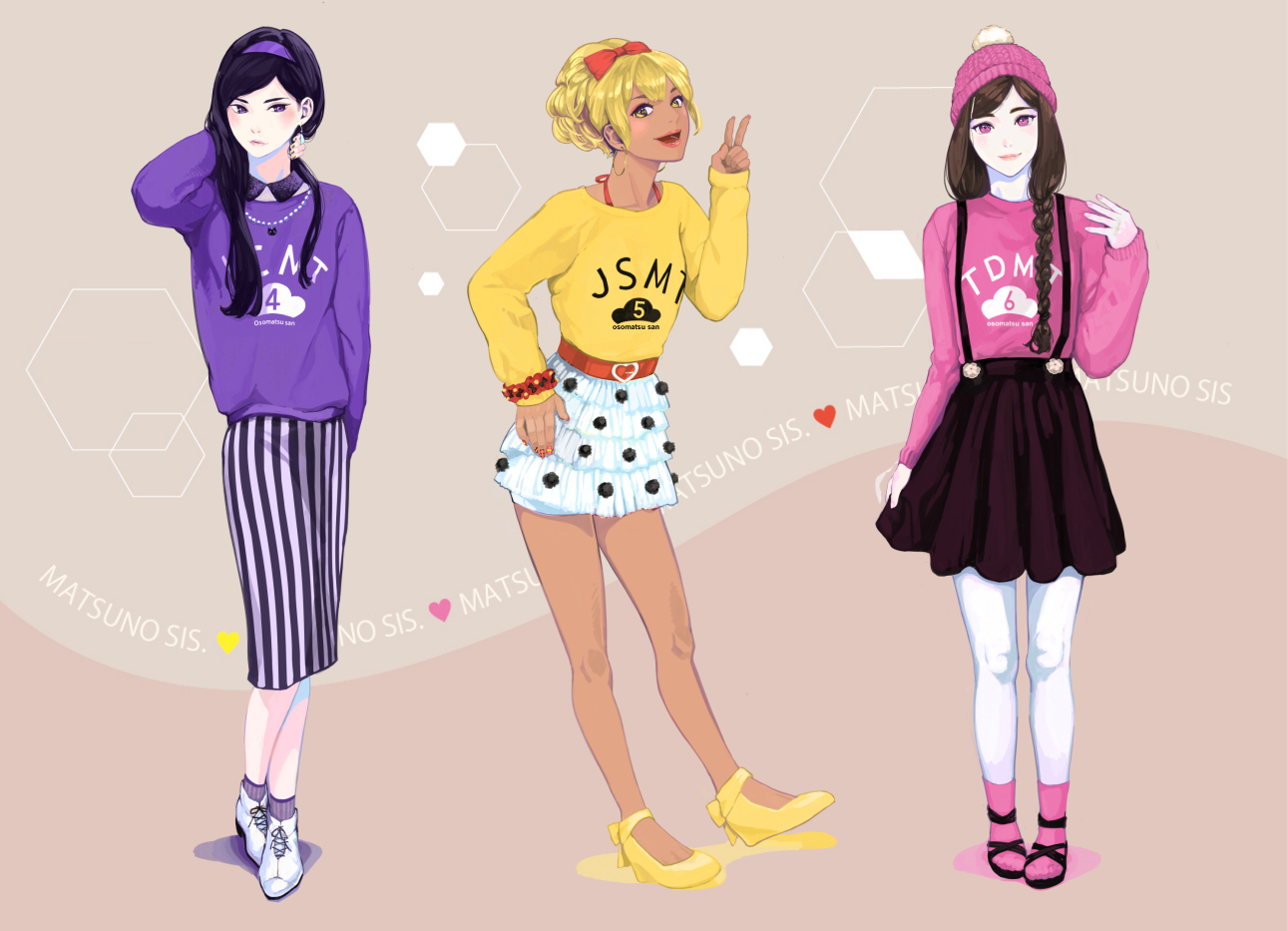 dark_skin, ichiko_(osomatsu-san), juushiko_(osomatsu-san), korkor_(kiskor), osomatsu-san, todoko_(osomatsu-san)