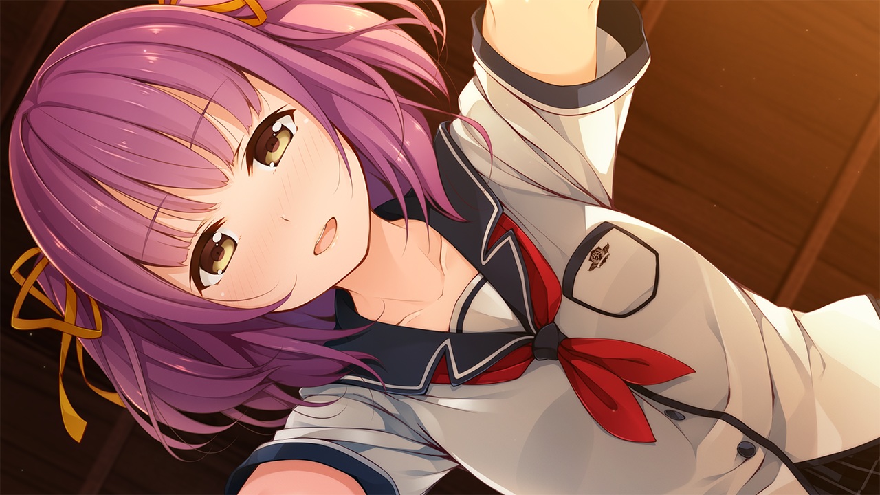 akabeisoft3, blush, brown_eyes, game_cg, pink_hair, school_uniform, sorairo_innocent, tsubaki_ami