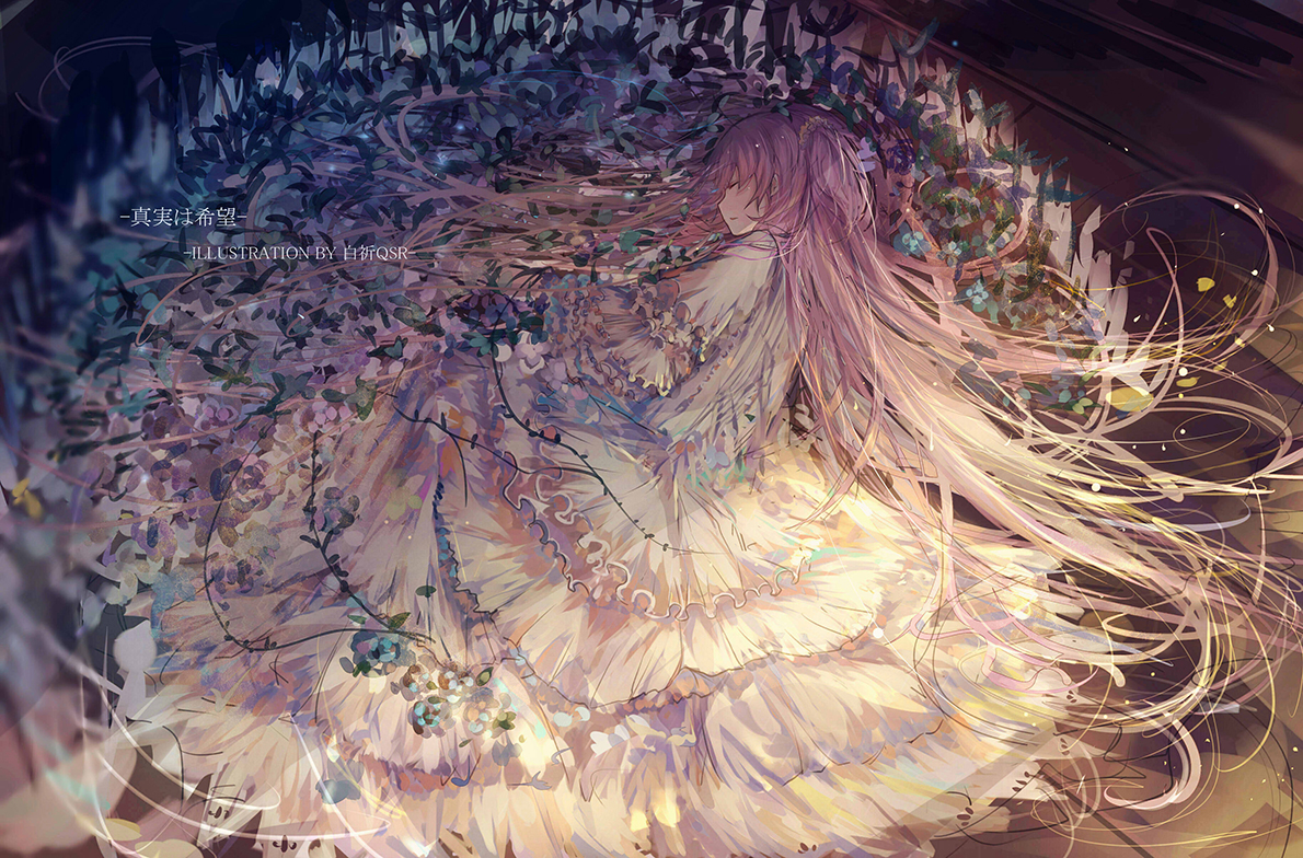 dress, inoriac, kaname_madoka, long_hair, mahou_shoujo_madoka_magica, mahou_shoujo_madoka_magica_movie, pink_hair, sleeping