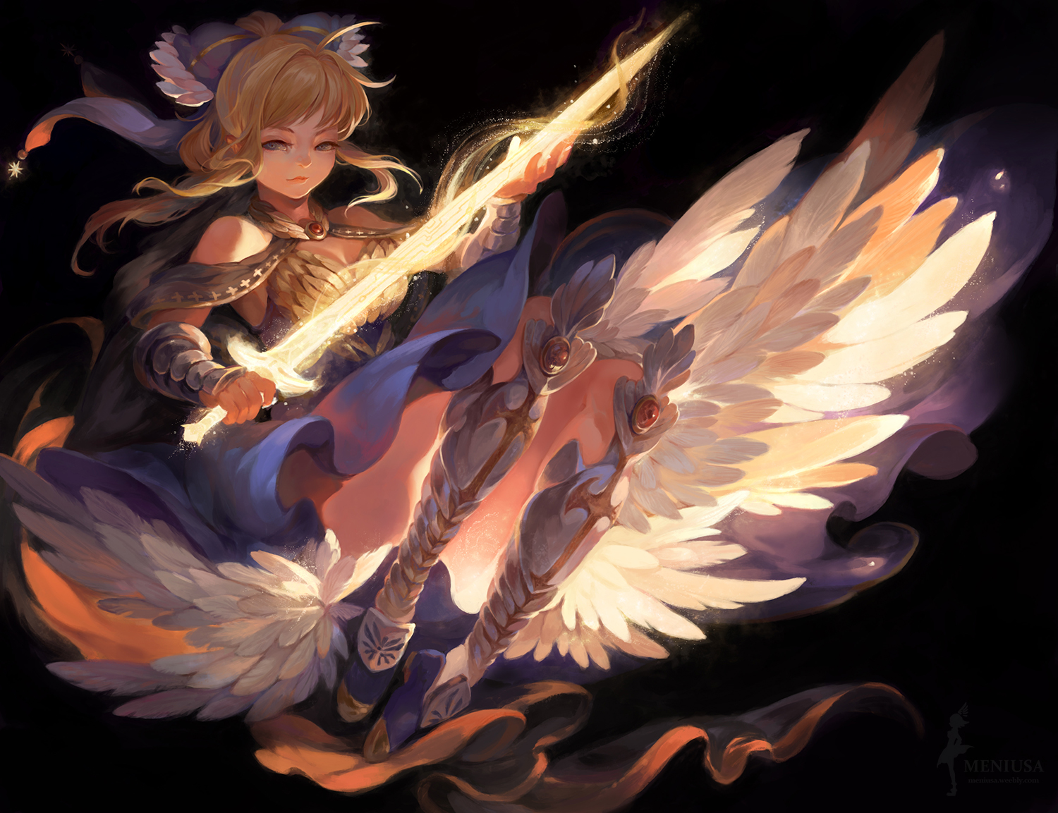 armor, artoria_pendragon_(all), blonde_hair, fate_(series), fate/stay_night, meniusa, saber, sword, weapon