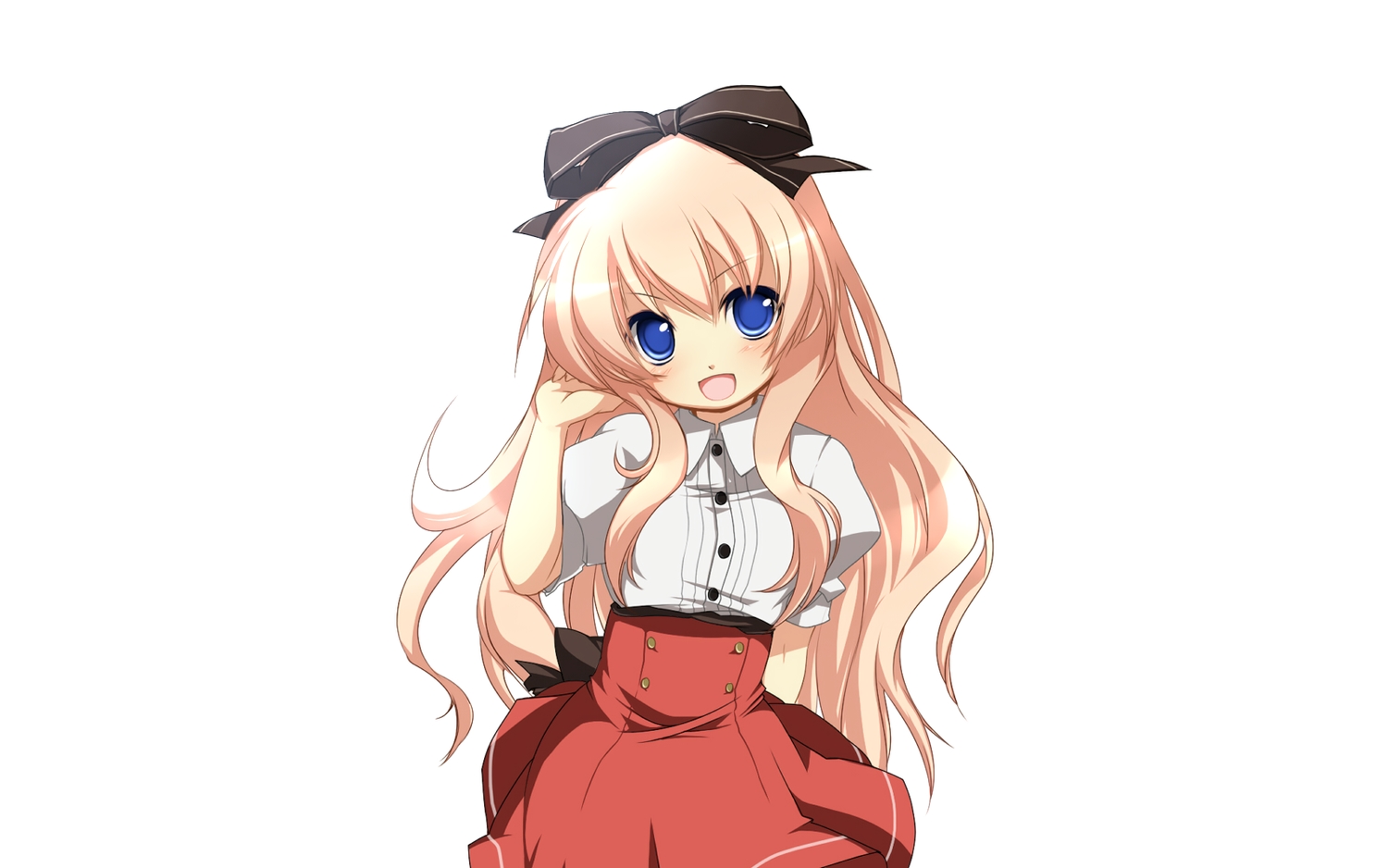 blonde_hair, blue_eyes, bow, kosumo, long_hair, mayoi_neko_overrun!, skirt, umenomori_chise, white