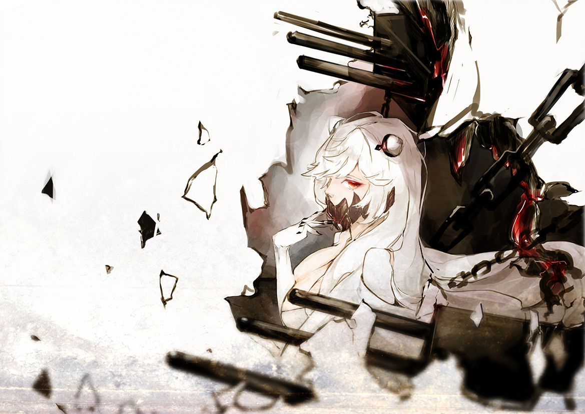 anthropomorphism, chain, elbow_gloves, gloves, kantai_collection, long_hair, midway_hime, nello_(luminous_darkness)