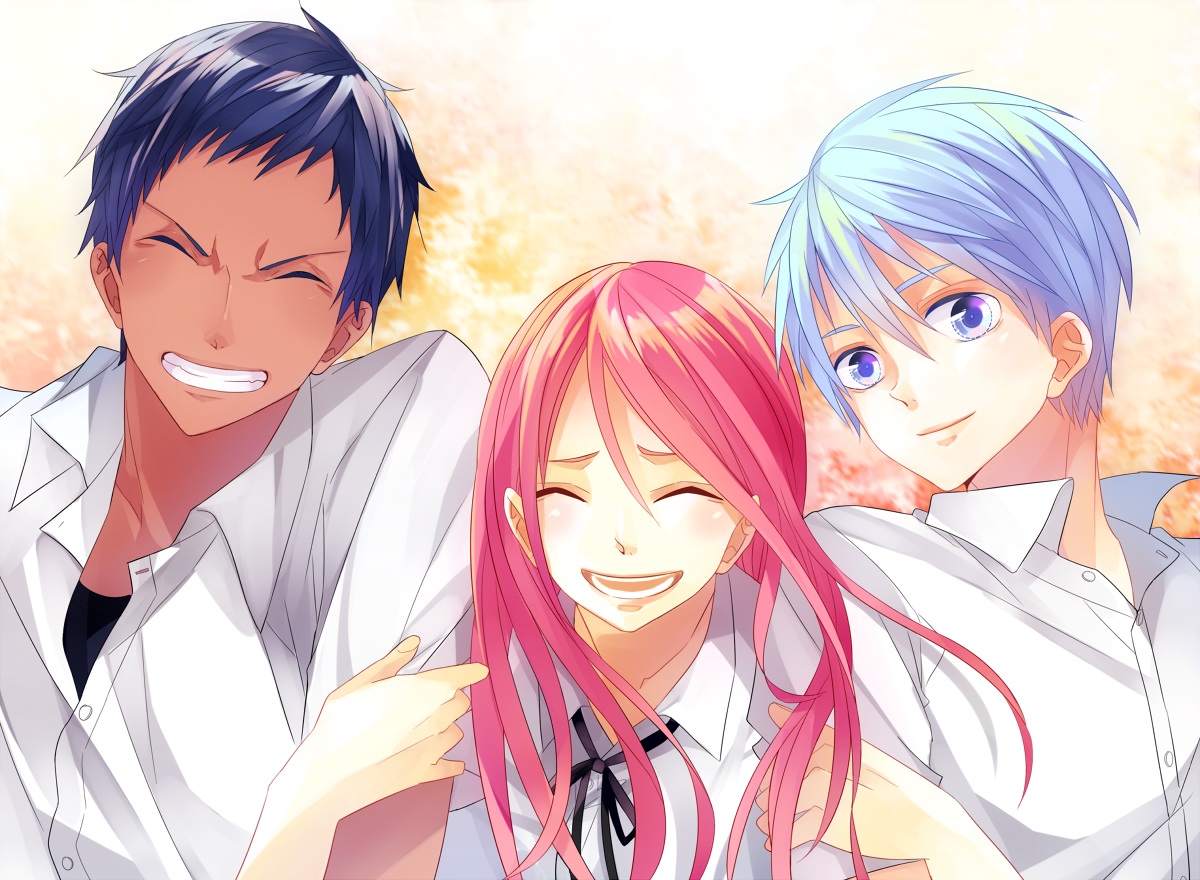 aliasing, aomine_daiki, kuroko_no_basket, kuroko_tetsuya, male, minataka94, momoi_satsuki