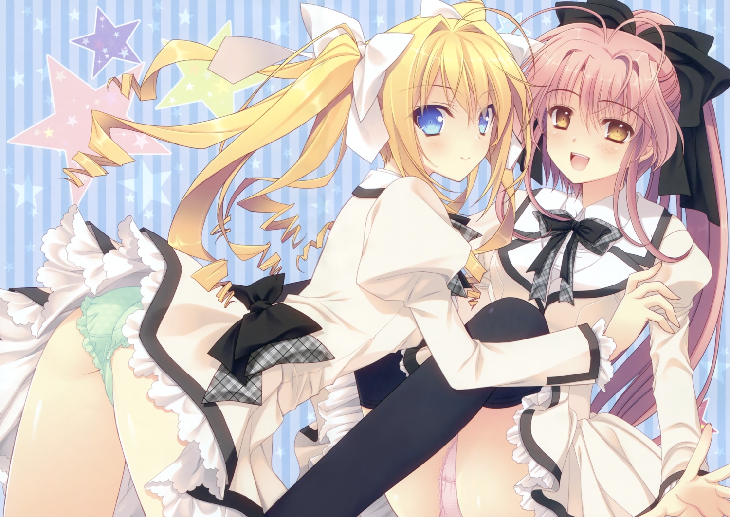 ass, navel_(company), nishimata_aoi, panties, scan, school_uniform, suzuhira_hiro, thighhighs, tsuki_ni_yorisou_otome_no_sahou, underwear, ursule_fleur_jeanmaire, yanagase_minato