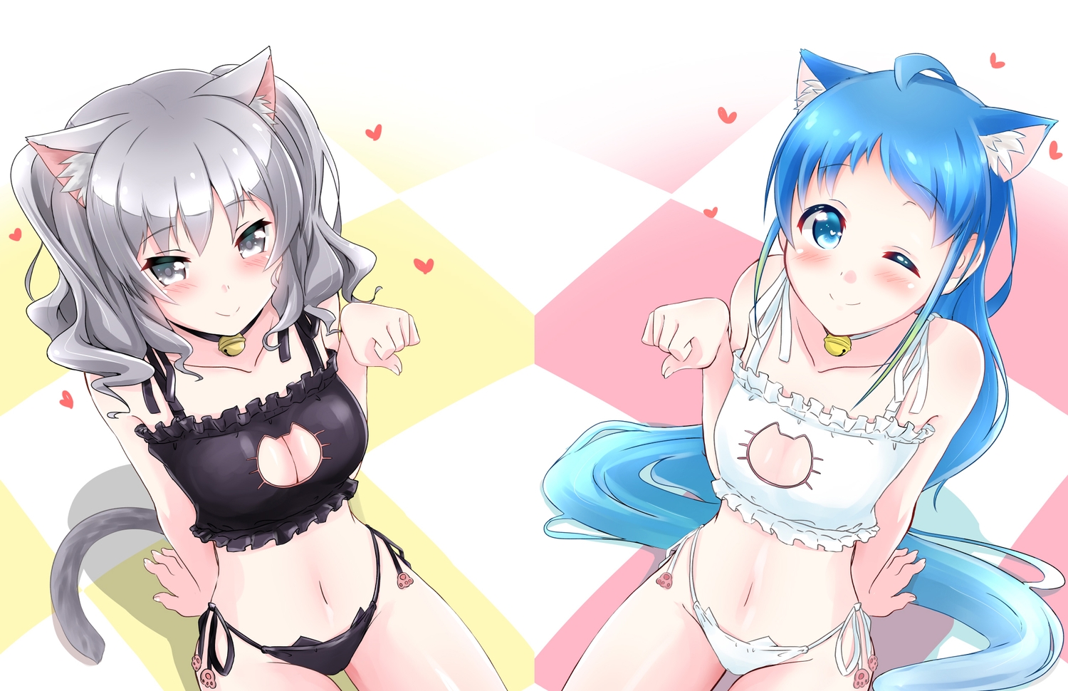 2girls, animal_ears, anthropomorphism, kantai_collection, kashima_(kancolle), samidare_(kancolle), tagme_(artist)