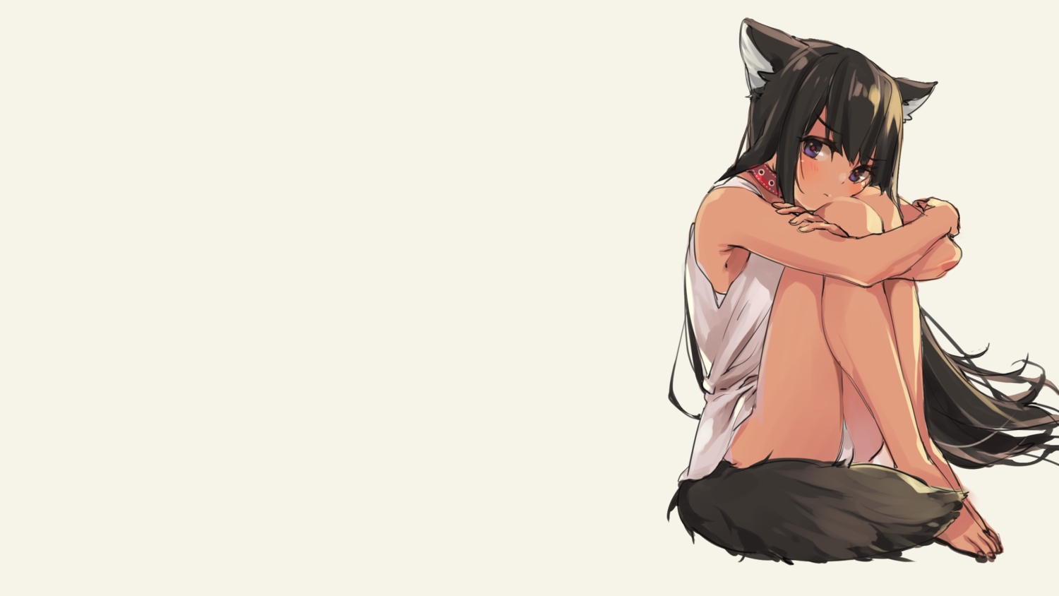 animal_ears, black_hair, blue_eyes, collar, long_hair, megumoke, tail