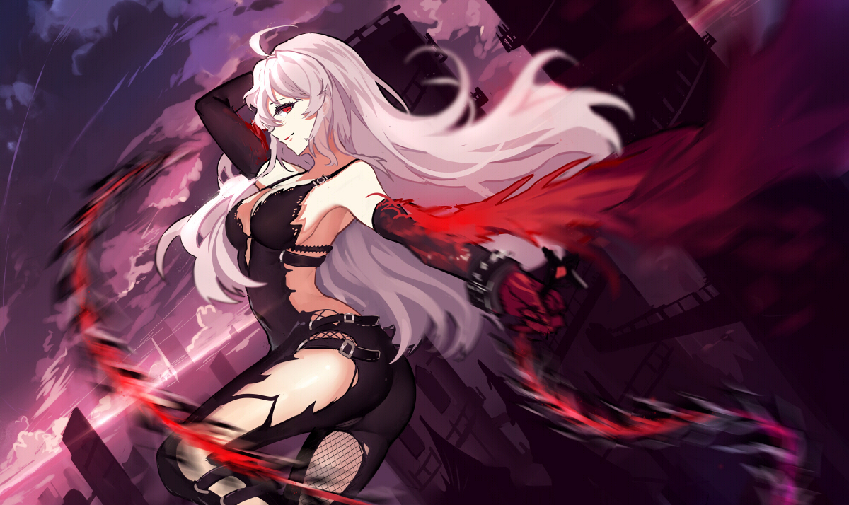 ass, bodysuit, breasts, cameltoe, cleavage, dungeon_and_fighter, elbow_gloves, female_slayer_(dnf)