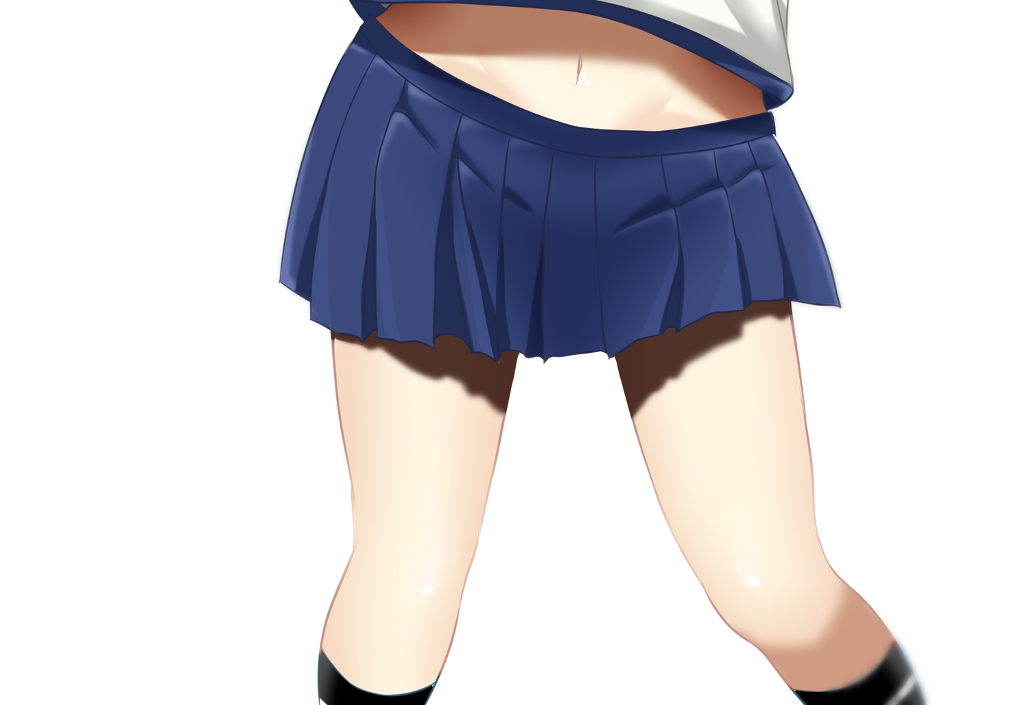 anthropomorphism, close, fubuki_(kancolle), kantai_collection, kneehighs, navel, ohiya, skirt, white