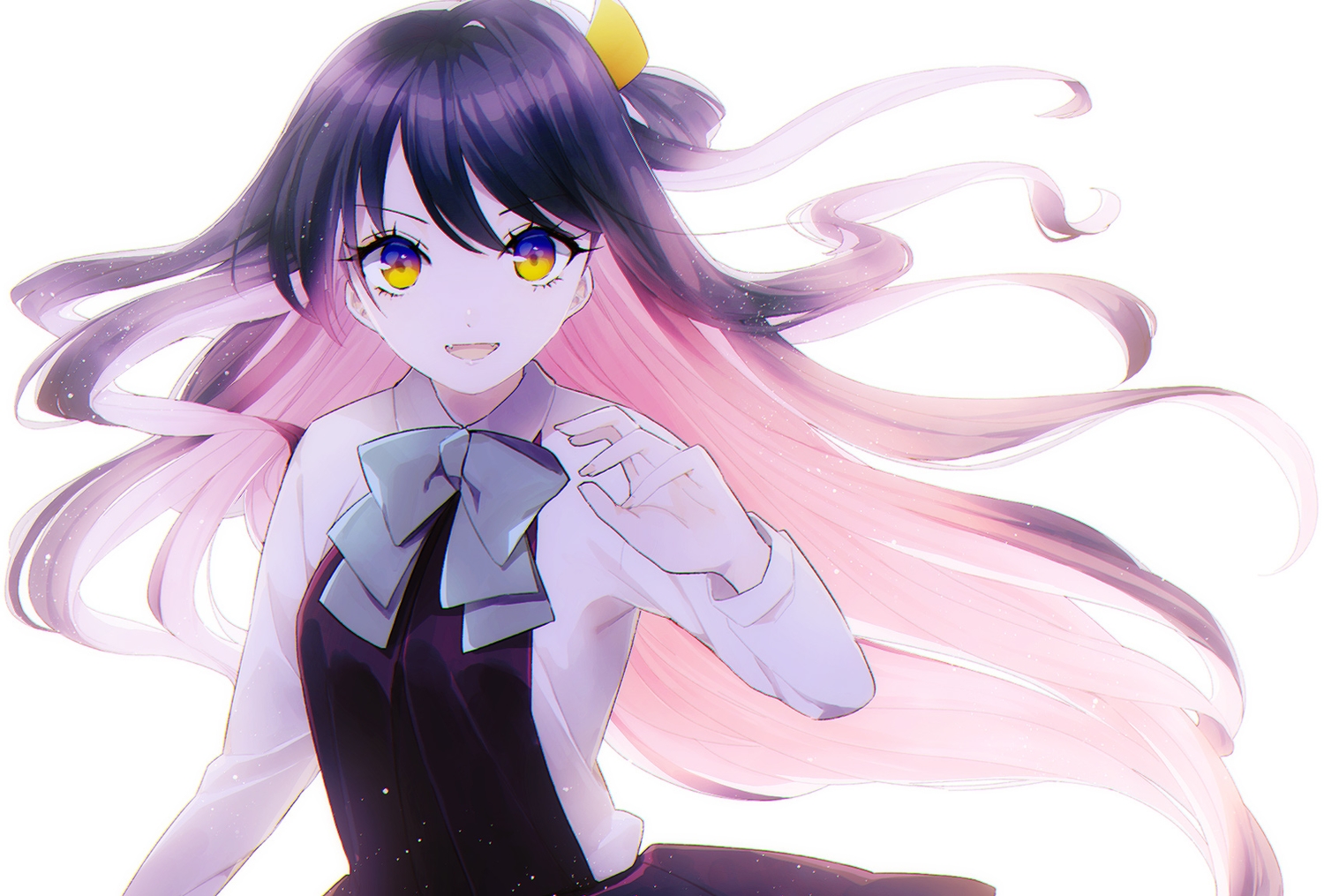 anthropomorphism, bow, fang, kantai_collection, long_hair, naganami_(kancolle), pink_hair, sayori_(oskn), white