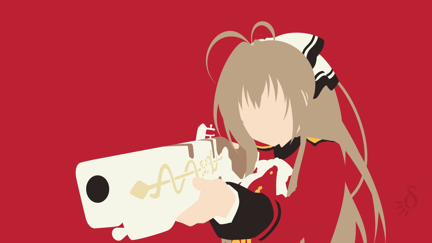 amagi_brilliant_park, brown_hair, gun, polychromatic, red, sento_isuzu, weapon