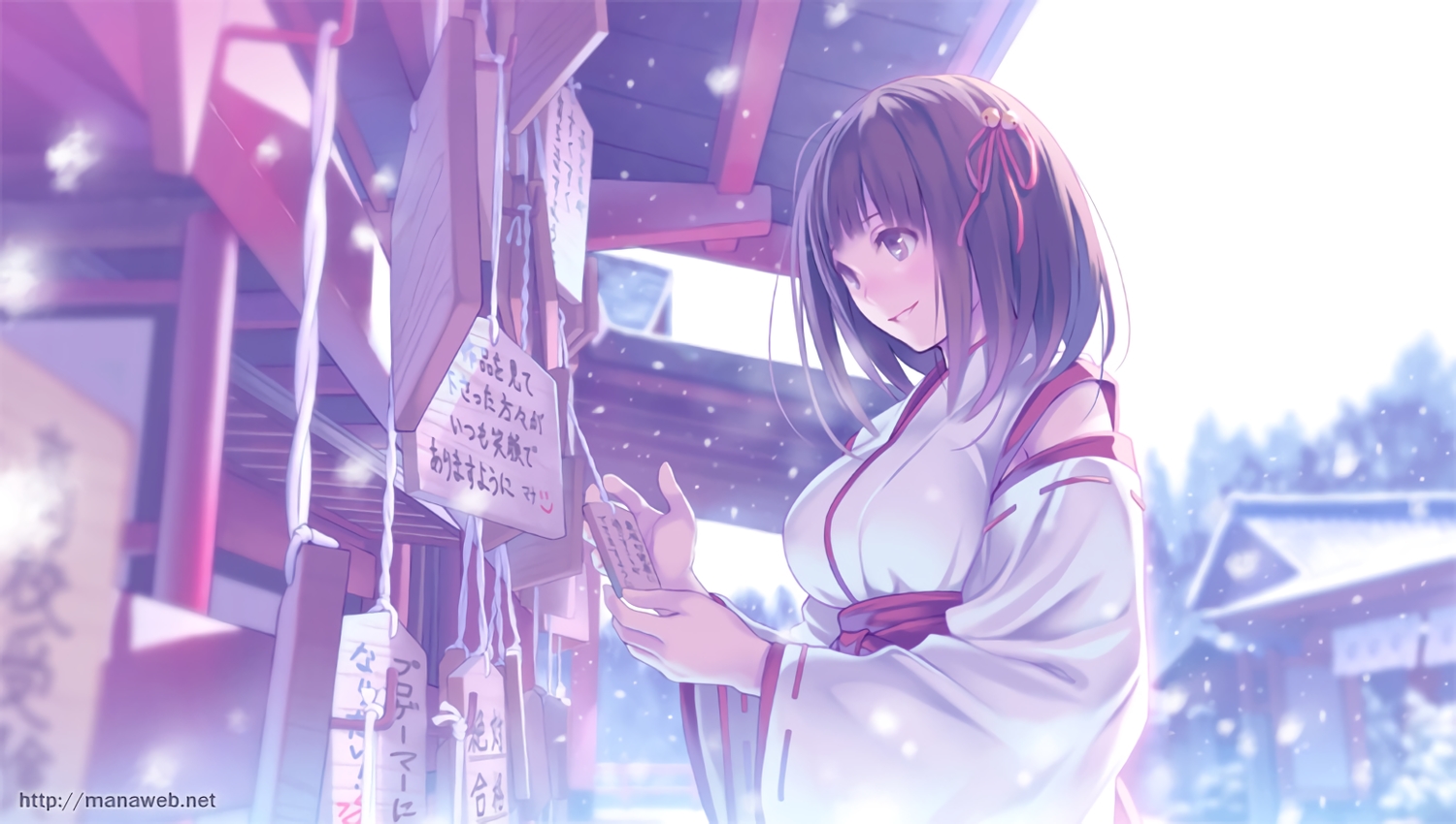 japanese_clothes, mana_kakkowarai, miko, original, snow, waifu2x
