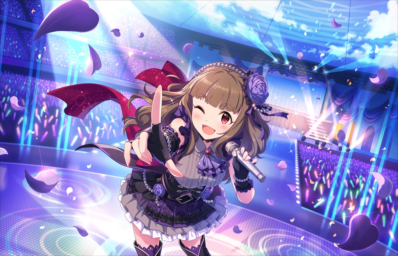 annin_doufu, blush, brown_hair, dress, gloves, headband, idolmaster, idolmaster_cinderella_girls