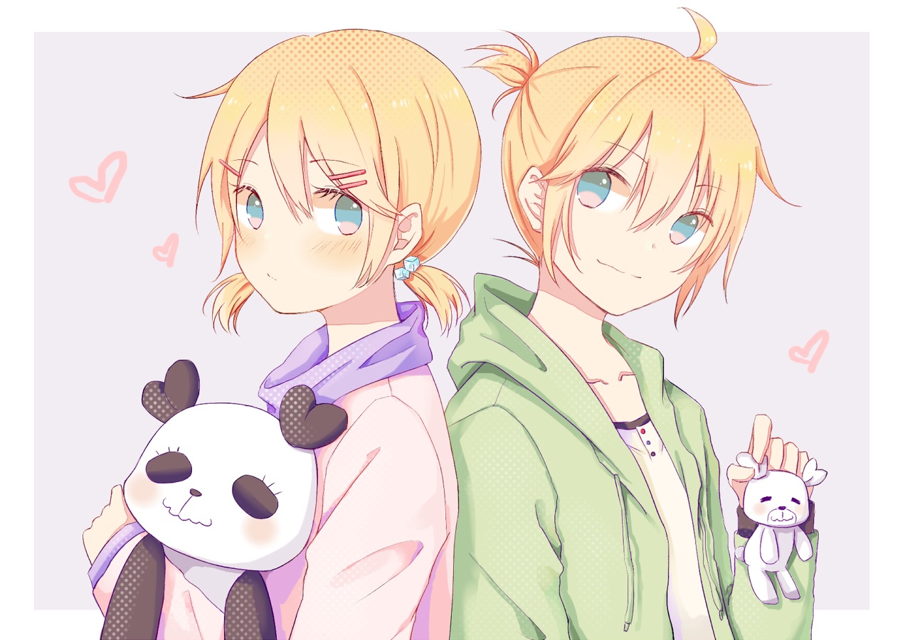 blonde_hair, hood, kagamine_len, kagamine_rin, male, mimengfeixue, suki_kirai_(vocaloid), vocaloid