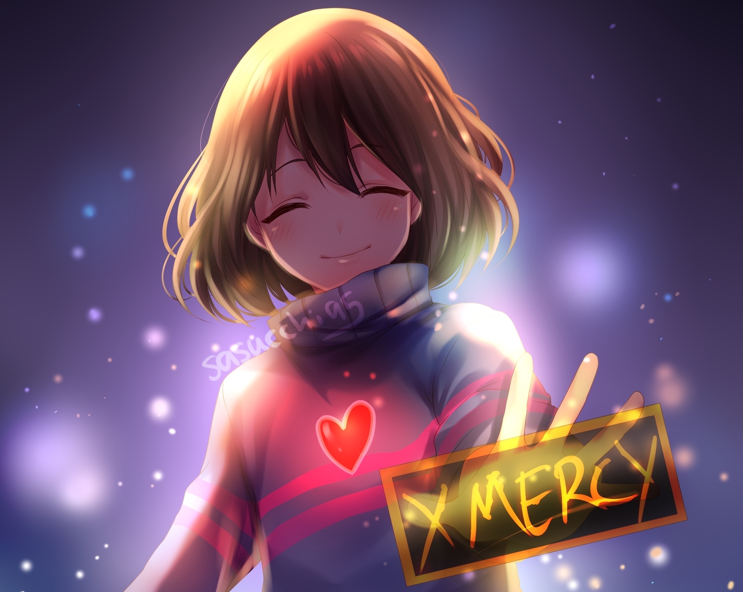 brown_eyes, brown_hair, cropped, frisk_(undertale), heart, sasucchi95, short_hair, undertale