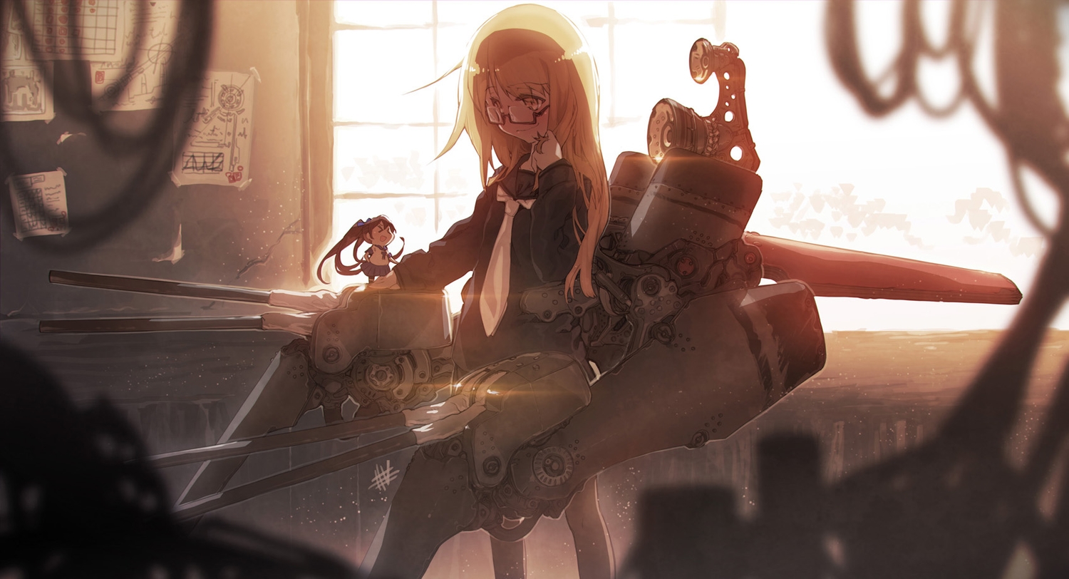 anthropomorphism, blonde_hair, equipments_fairy_(kancolle), fairy_(kancolle), i-iv, kantai_collection, long_hair, mechagirl