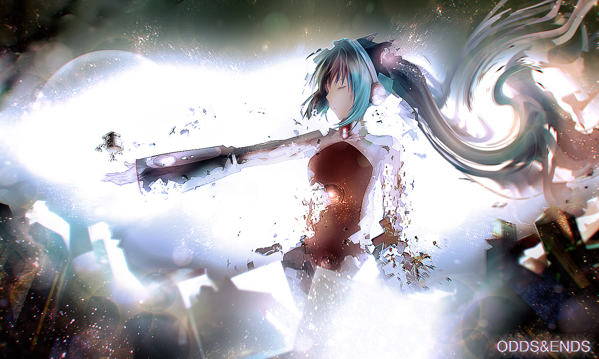 aqua_hair, hatsune_miku, headphones, long_hair, odds_&_ends_(vocaloid), otsumami_(bu-bu-heaven), twintails, vocaloid