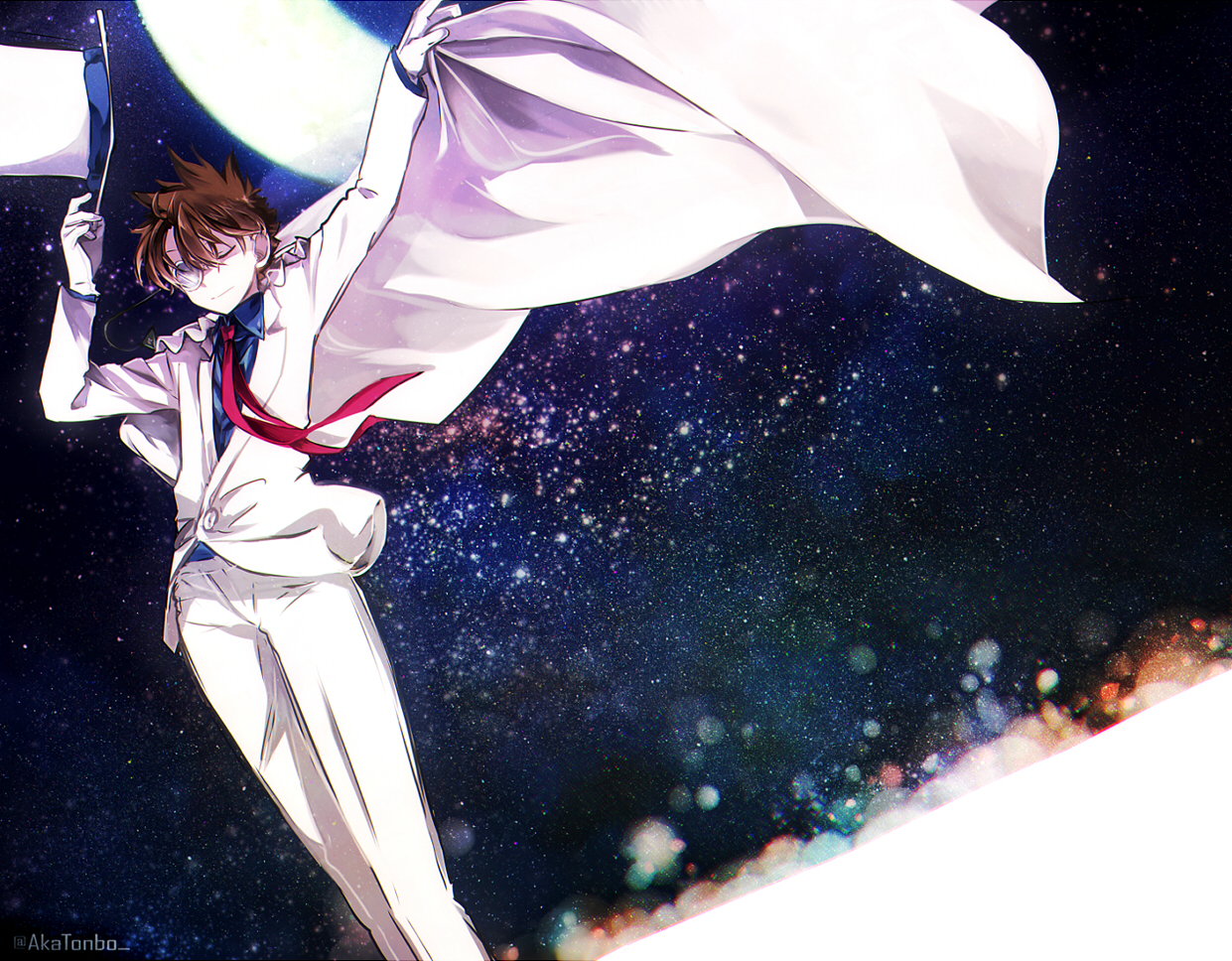 aka_tonbo_(lovetow), all_male, brown_hair, cape, detective_conan, edogawa_conan, gloves, hat