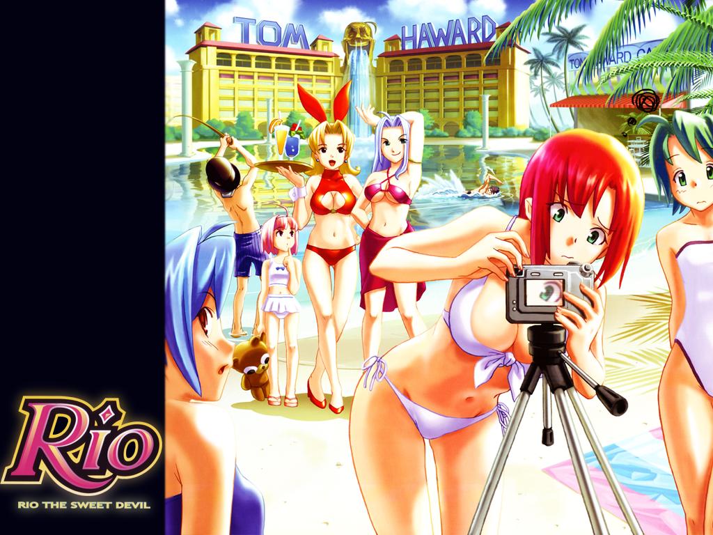 animal_ears, bikini, blonde_hair, blue_hair, breasts, bunny_ears, bunnygirl, camera