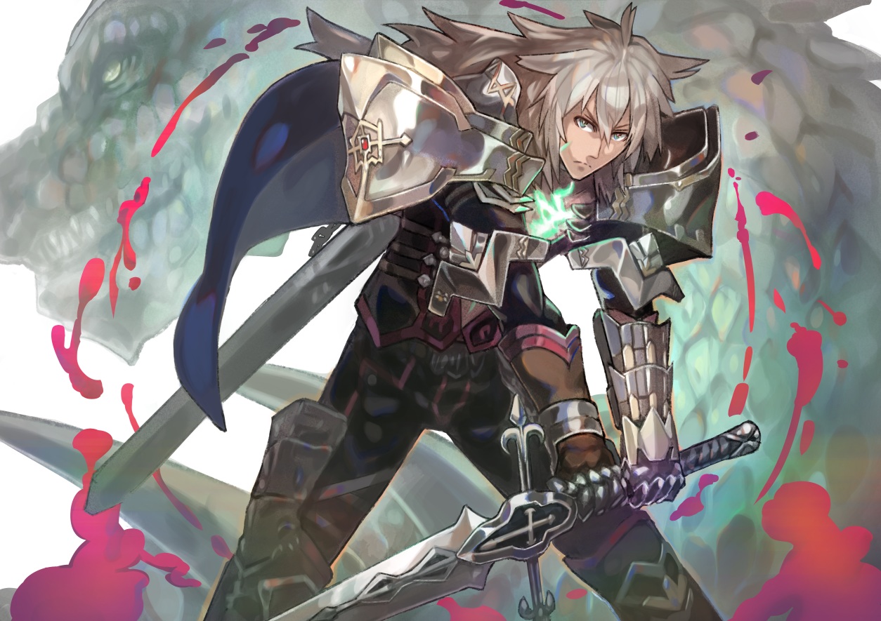 all_male, armor, fate/grand_order, fate_(series), gray_hair, male, naro0427, siegfried