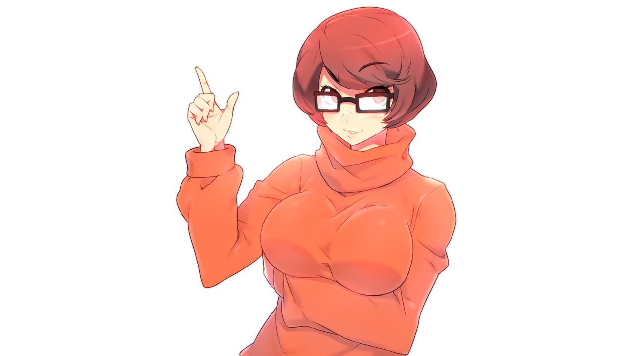 glasses, naso4, orange_eyes, red_hair, scooby-doo, short_hair, velma_dace_dinkley, white