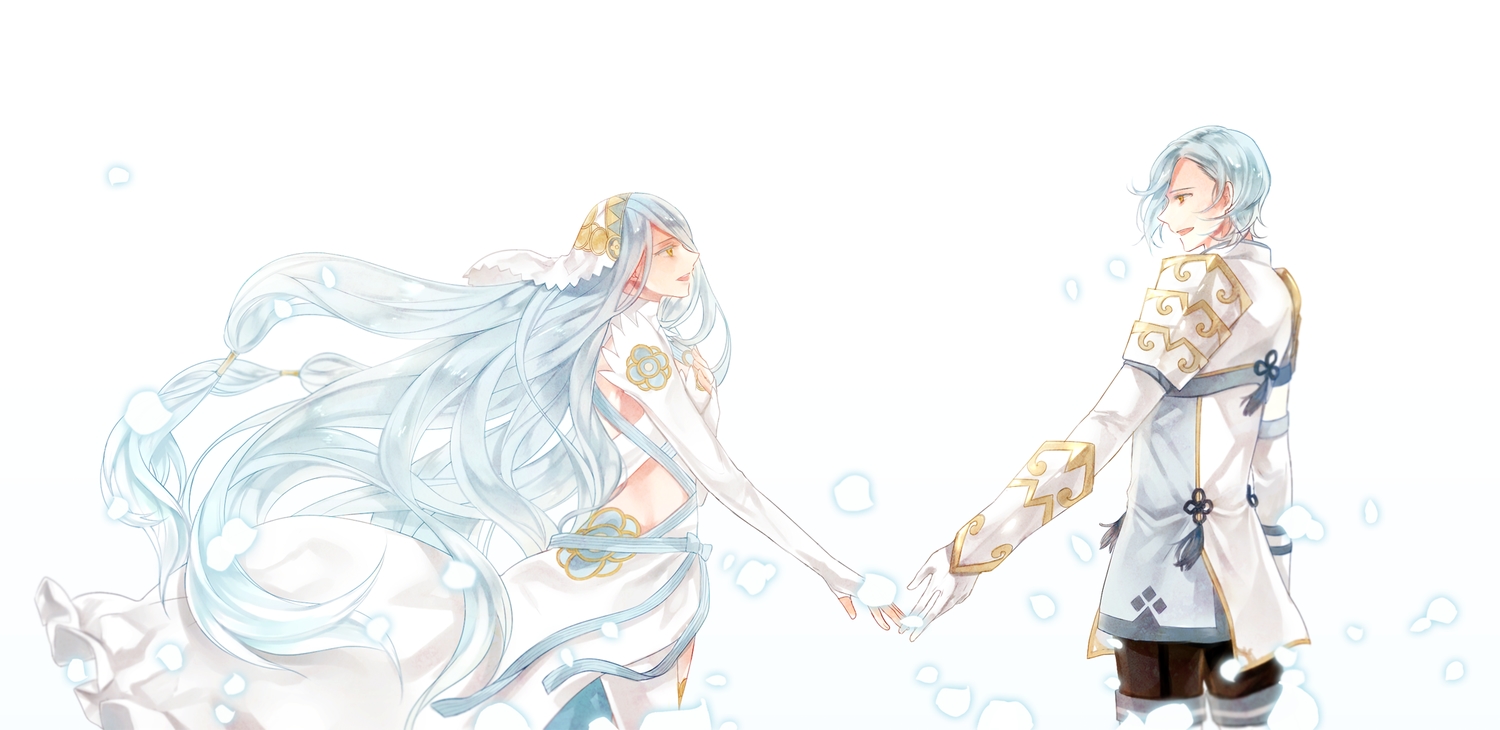 azura_(fire_emblem), blue_hair, fire_emblem, male, ryun, shigure_(fire_emblem), white, yellow_eyes