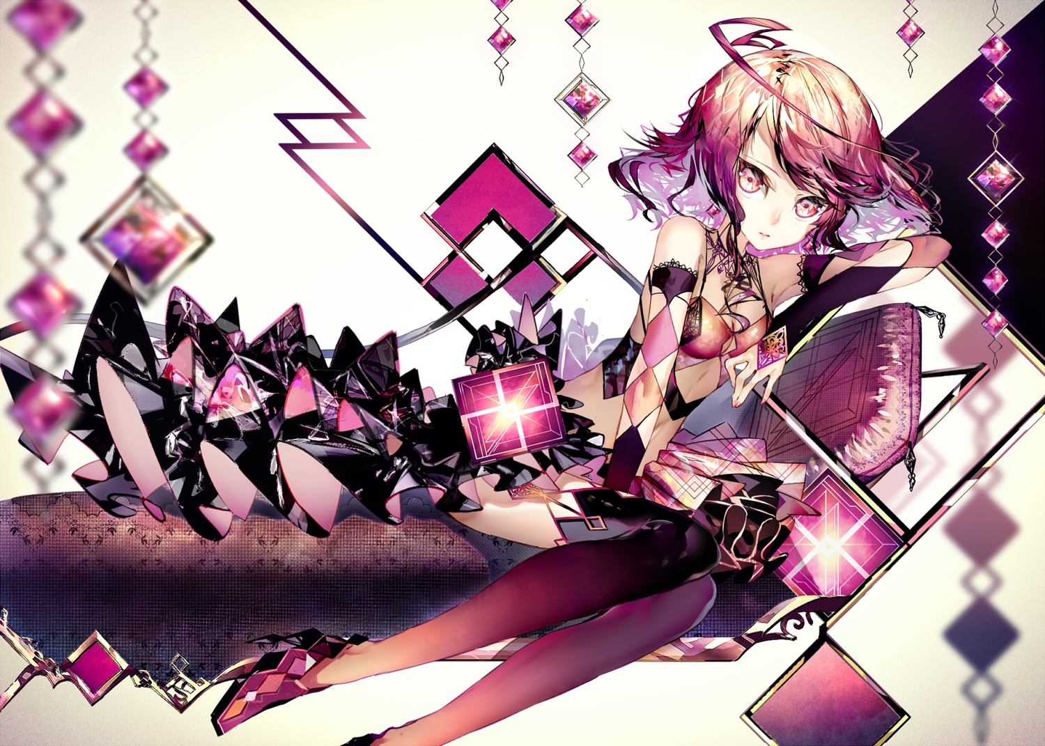 anthropomorphism, red_eyes, red_hair, rooseputo_02, short_hair, thighhighs