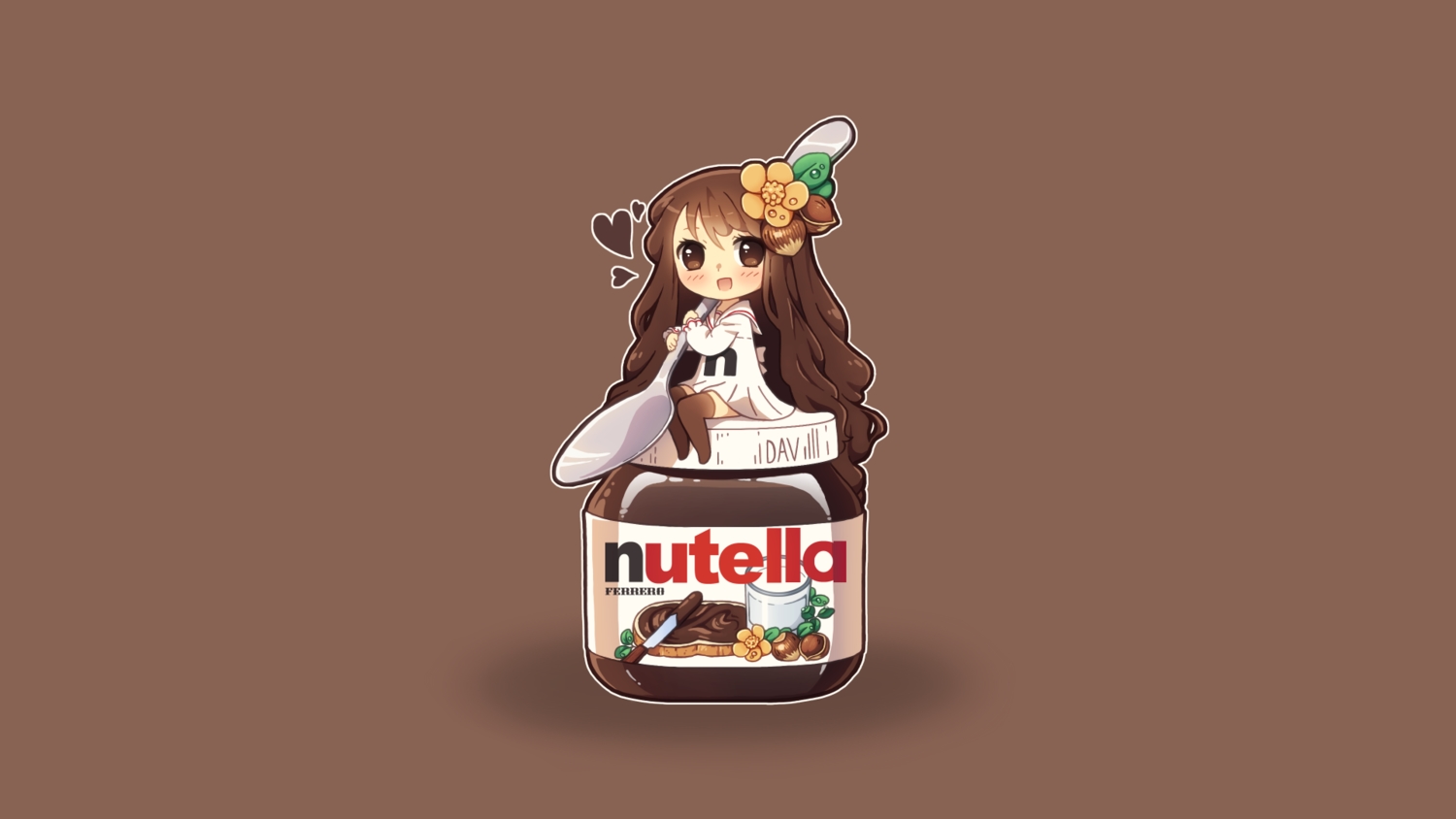 anthropomorphism, brown, brown_eyes, brown_hair, candy, chibi, chocolate, dav-19