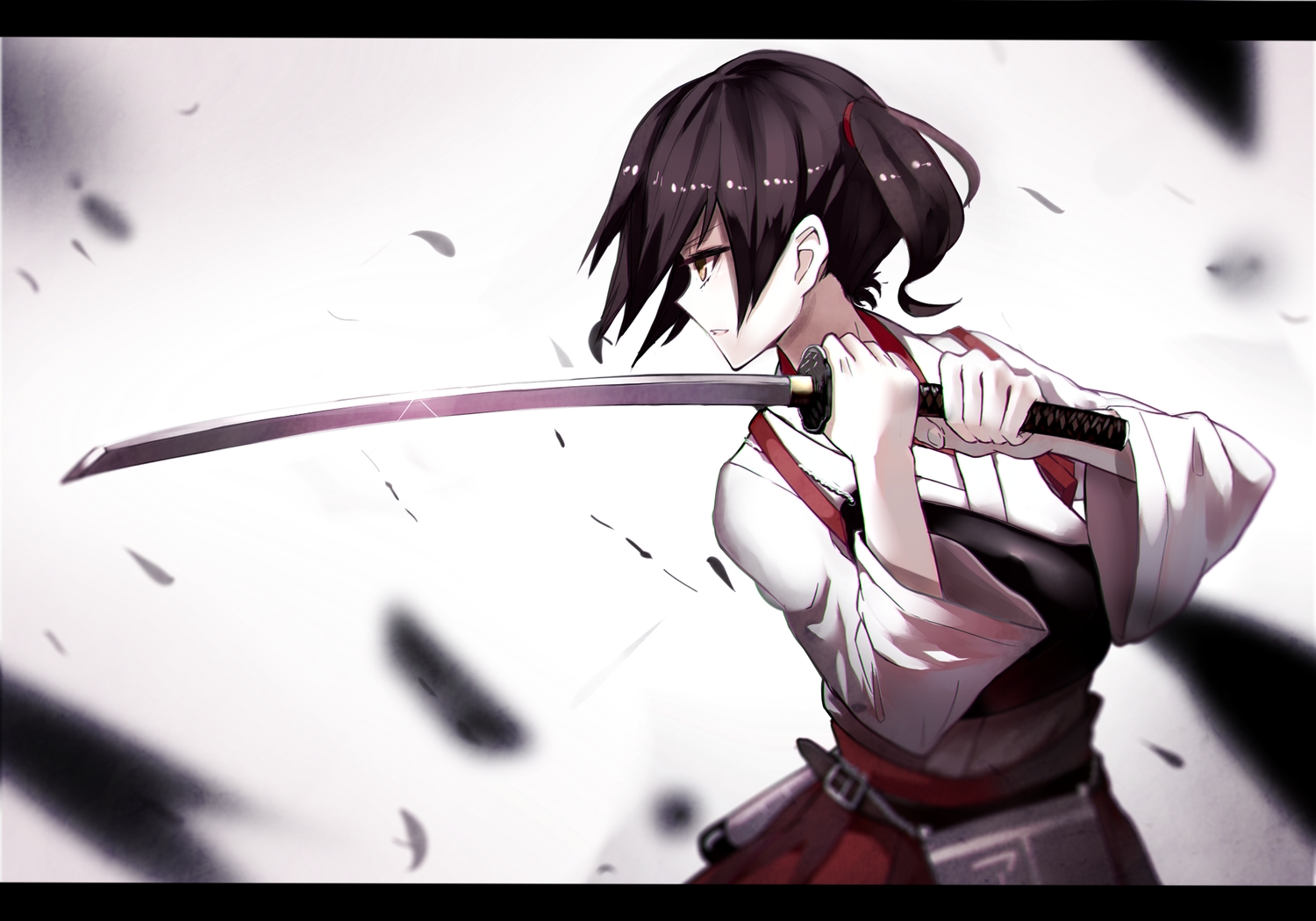 anthropomorphism, fami_(yellow_skies), japanese_clothes, kaga_(kancolle), kantai_collection, katana, sword, weapon