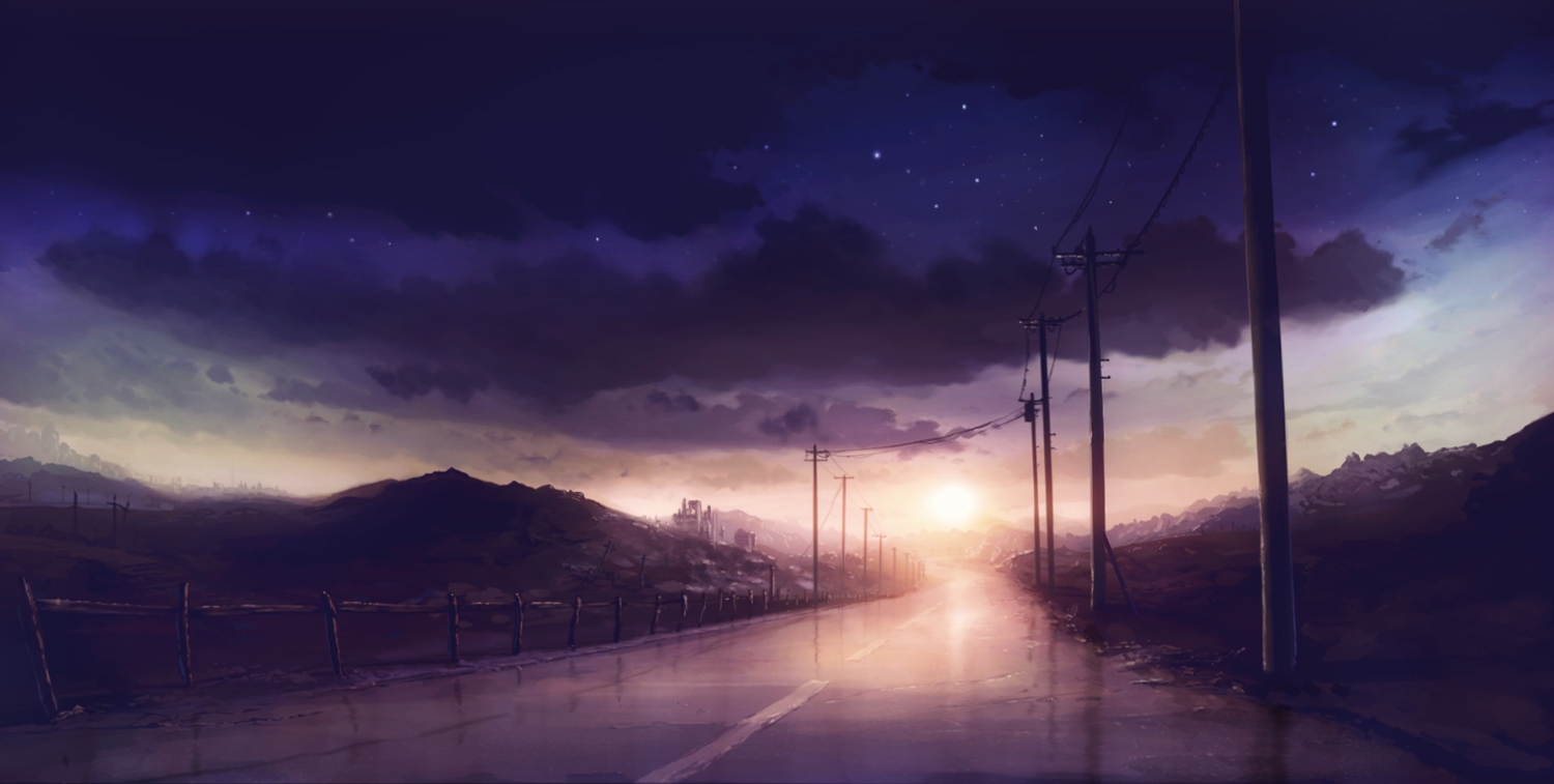 clouds, dark, feel_(nasitaki), original, polychromatic, reflection, scenic, stars, sunset