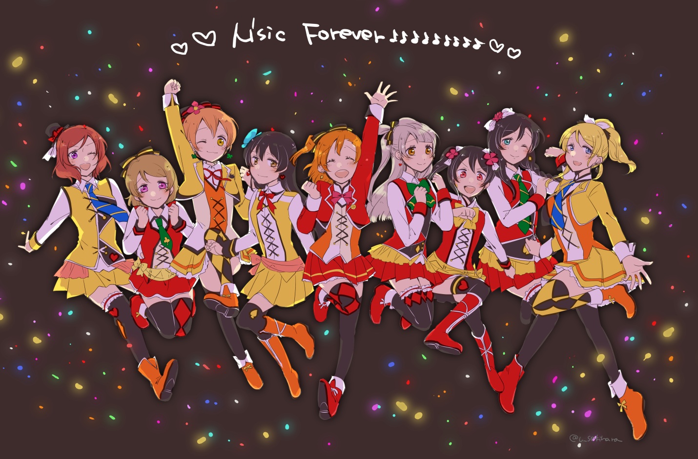 aliasing, ayase_eri, group, hoshizora_rin, koizumi_hanayo, kousaka_honoka, love_live!_school_idol_project, minami_kotori, nishikino_maki, sekihara_umina, sonoda_umi, toujou_nozomi, yazawa_nico