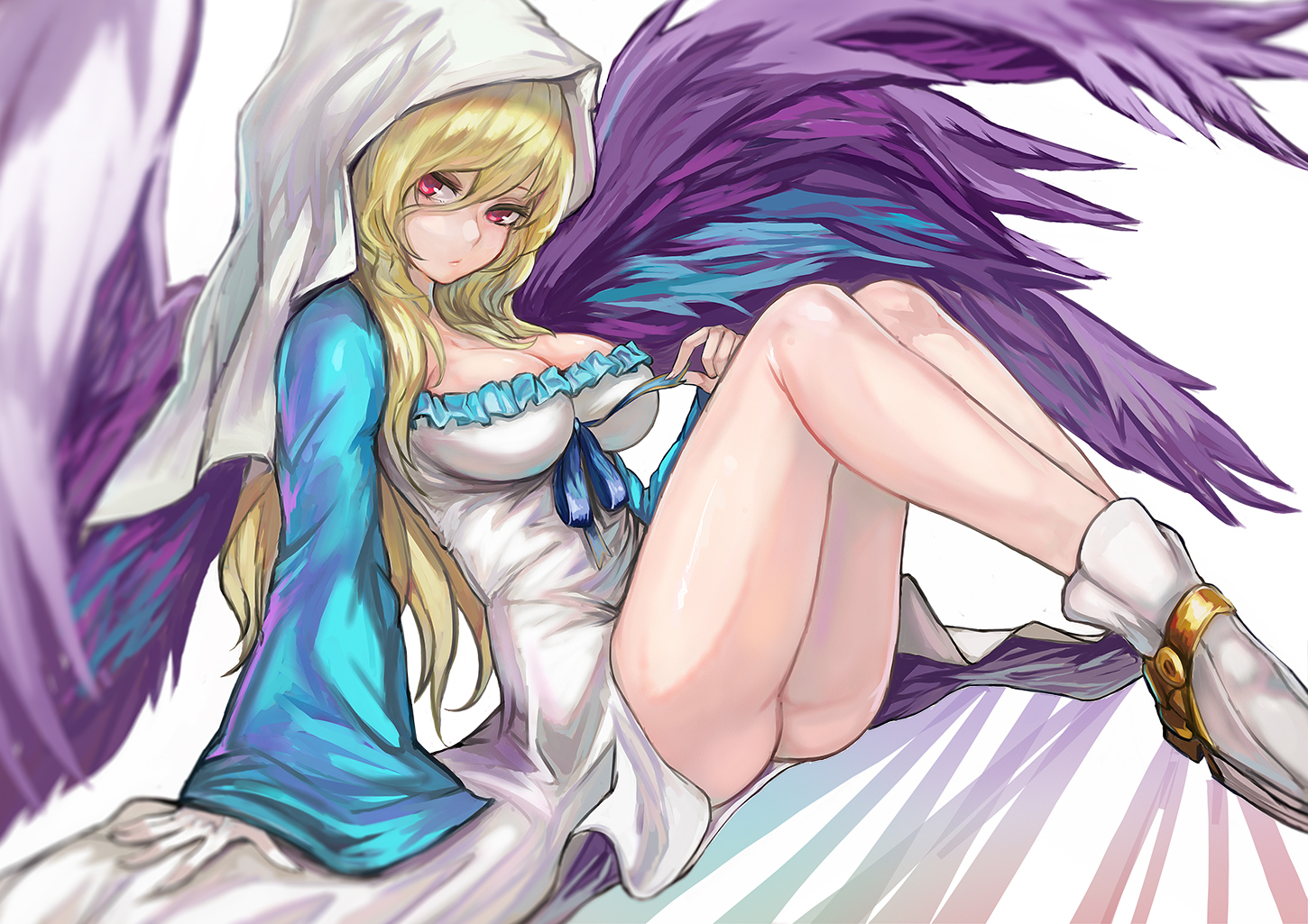 ass, blonde_hair, breasts, cleavage, dress, kyouki, long_hair, monster_strike