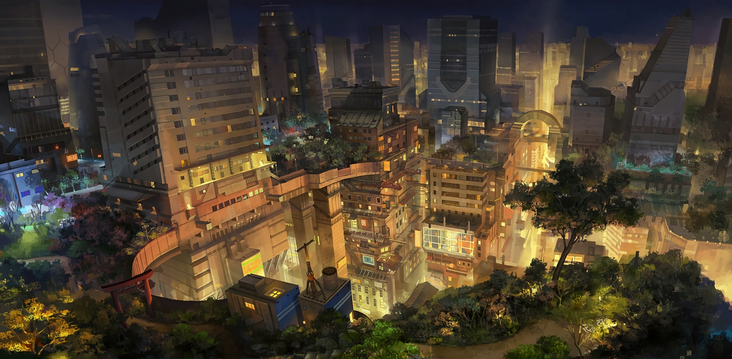 building, city, cropped, molybdenumgp03, night, no_humans, original, scenic, third-party_edit, tree, waifu2x