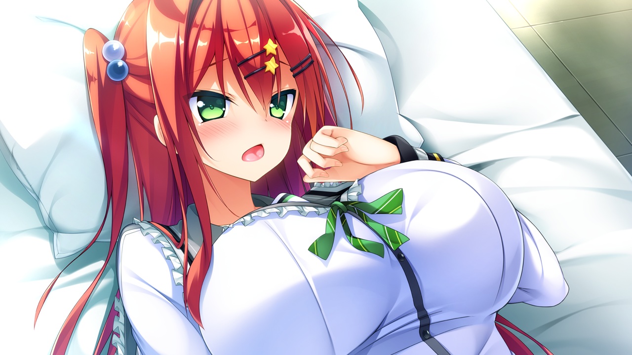 bed, blush, breasts, close, game_cg, hanikami_clover, kazu_kakao, saeki_rio