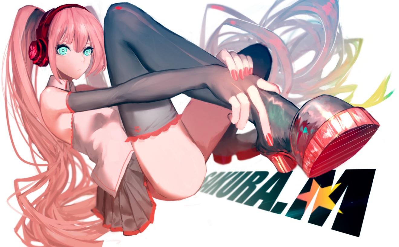 aqua_eyes, boots, elbow_gloves, gloves, hatsune_miku, headphones, hojiro_(piko519), long_hair