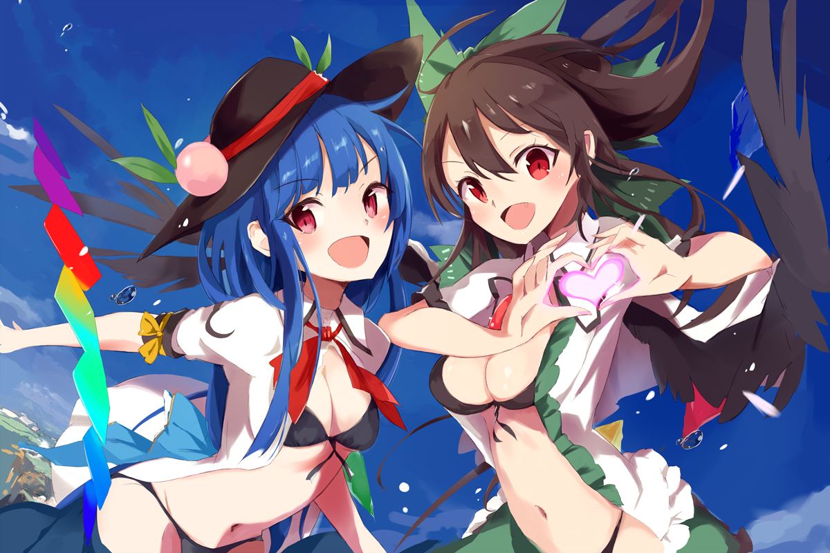 hinanawi_tenshi, reiuji_utsuho, tetsurou_(fe+), touhou