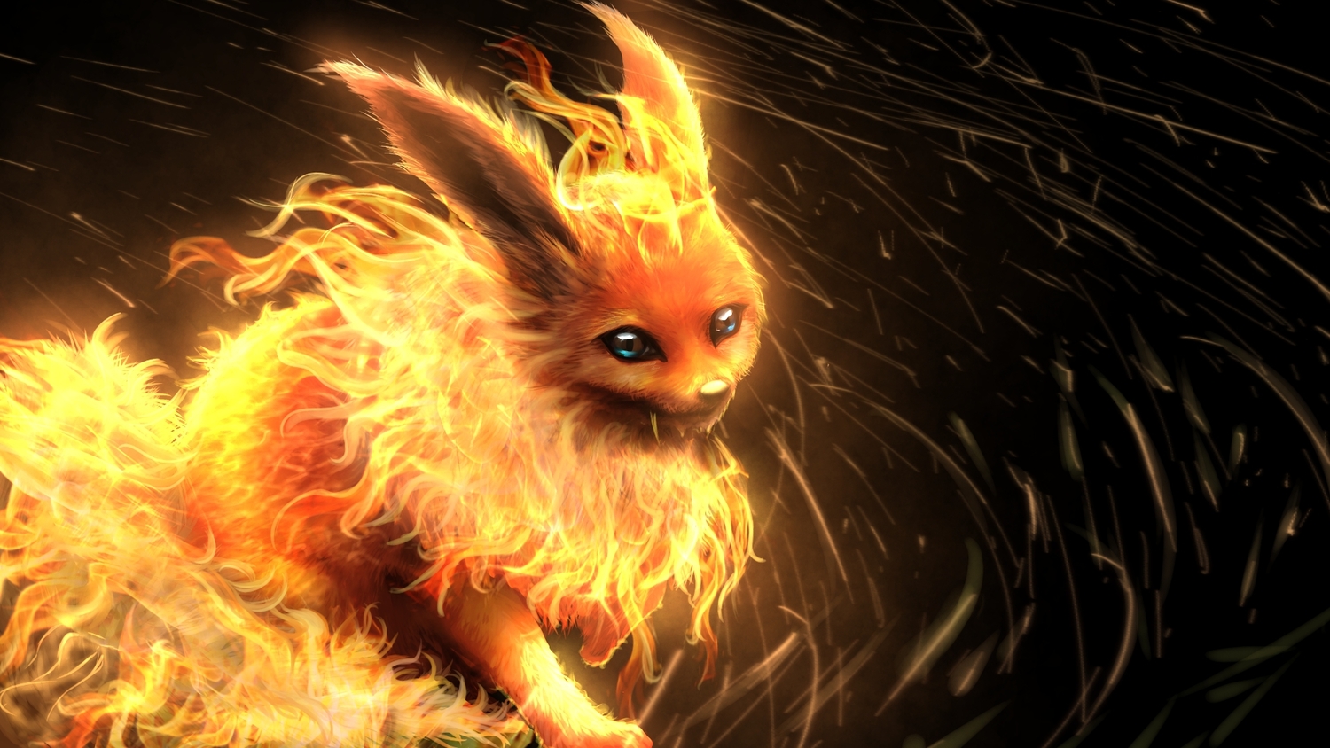 flareon, no_humans, pokemon, smile_(qd4nsvik)