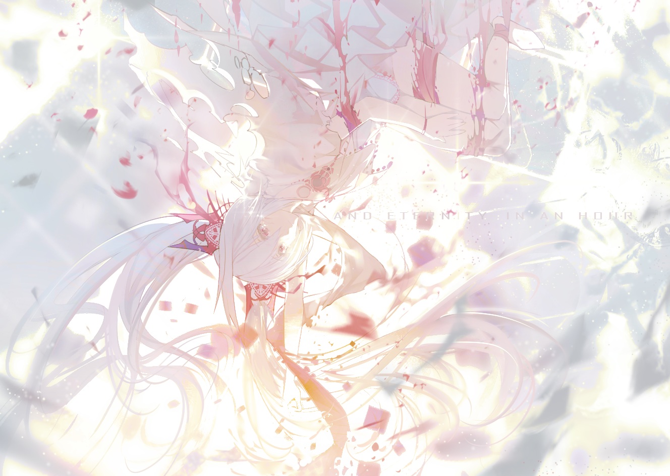 ajahweea, blood, long_hair, original, torn_clothes, twintails, white, white_hair