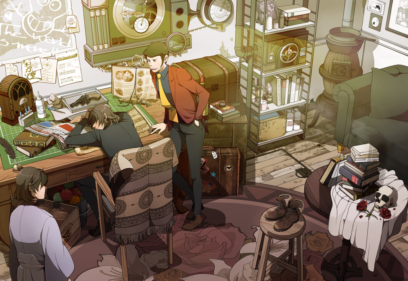 all_male, arsene_lupin_iii, ishikawa_goemon_xiii, jigen_daisuke, lupin_iii, male, nasubi_(pixiv)