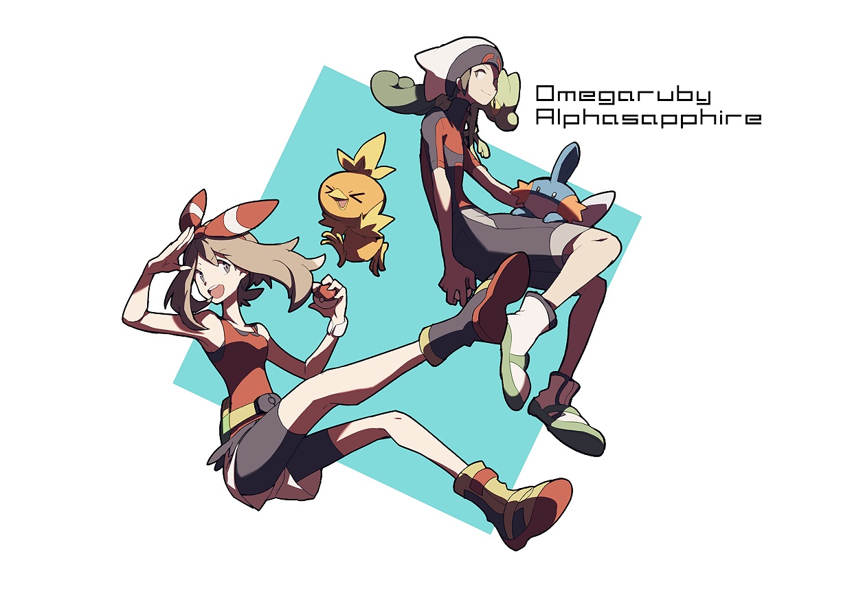 domu_(hamadura), haruka_(pokemon), male, mudkip, pokemon, torchic, treecko, yuuki_(pokemon)