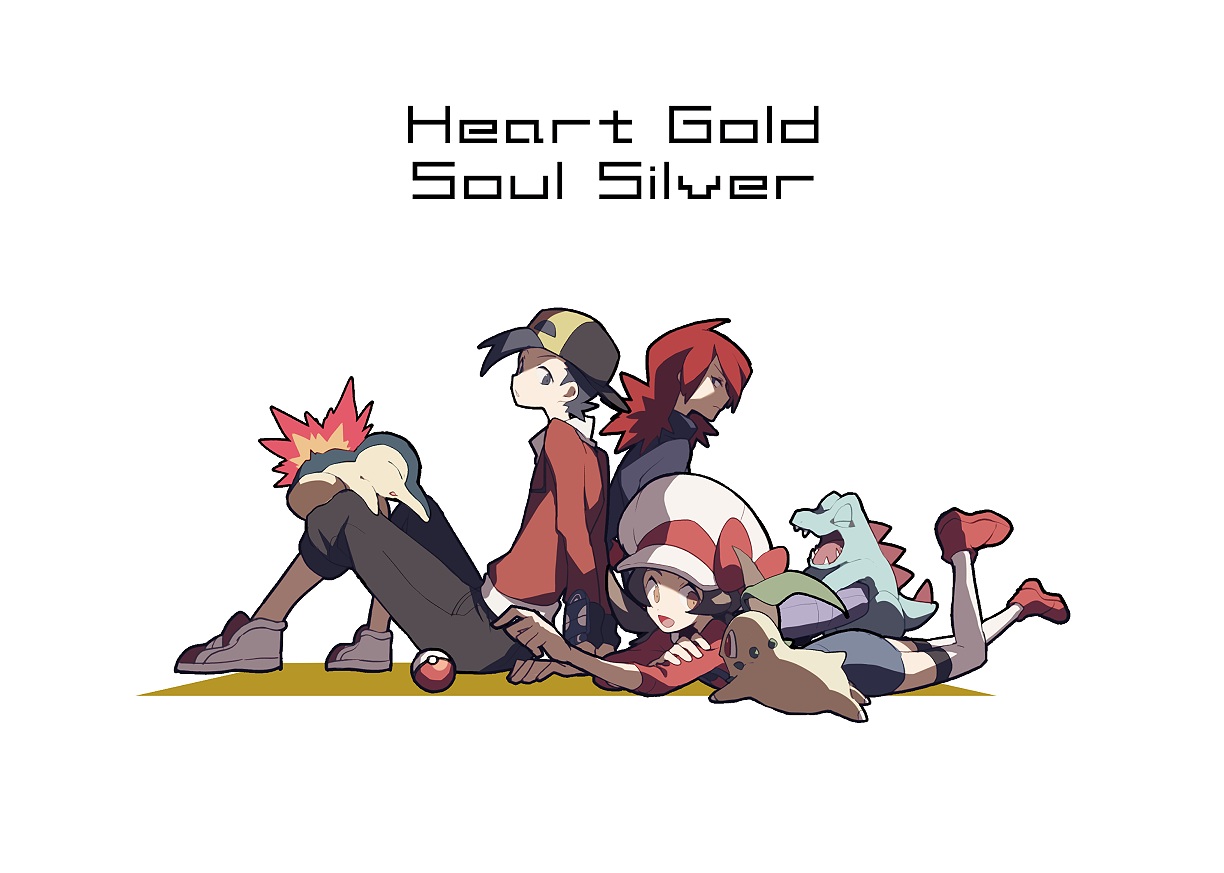chikorita, cyndaquil, domu_(hamadura), gold_(pokemon), kotone_(pokemon), male, pokemon, silver