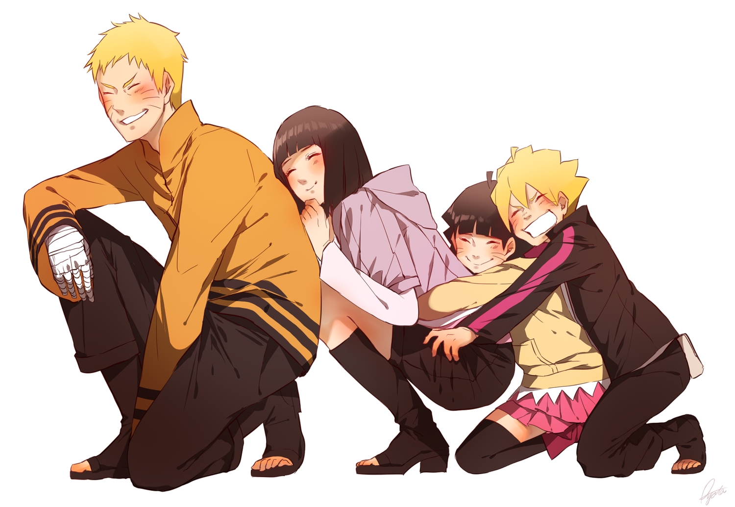 group, hug, hyuuga_hinata, loli, male, naruto, ryota_(ry_o_ta), uzumaki_boruto, uzumaki_himawari, uzumaki_naruto