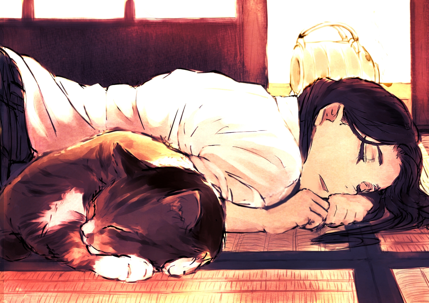 animal, cat, original, sleeping, yukiguni_(ykgn)