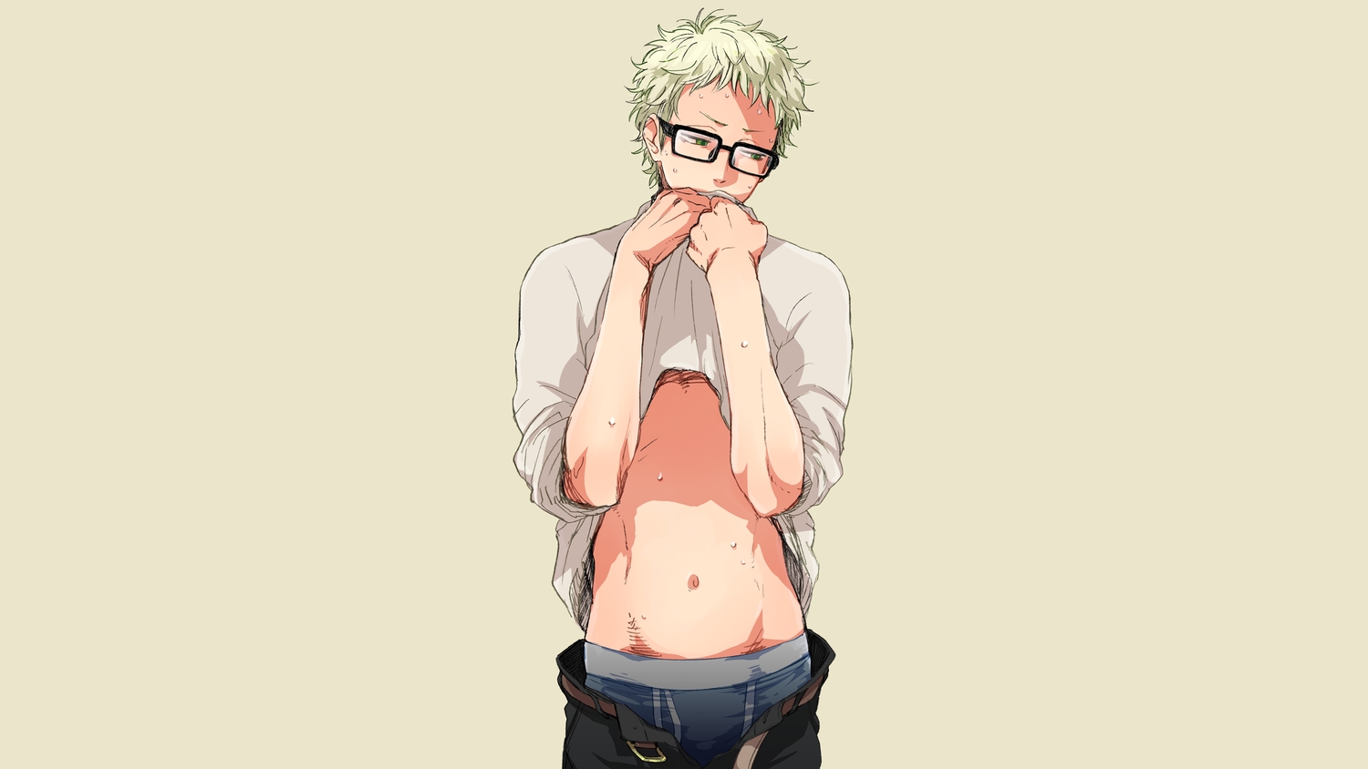 all_male, haikyuu!!, male, navel, tsukishima_kei, zkakq