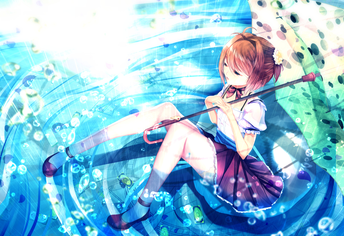 aliasing, brown_hair, bubbles, card_captor_sakura, choker, kinomoto_sakura, modern_afro, ribbons