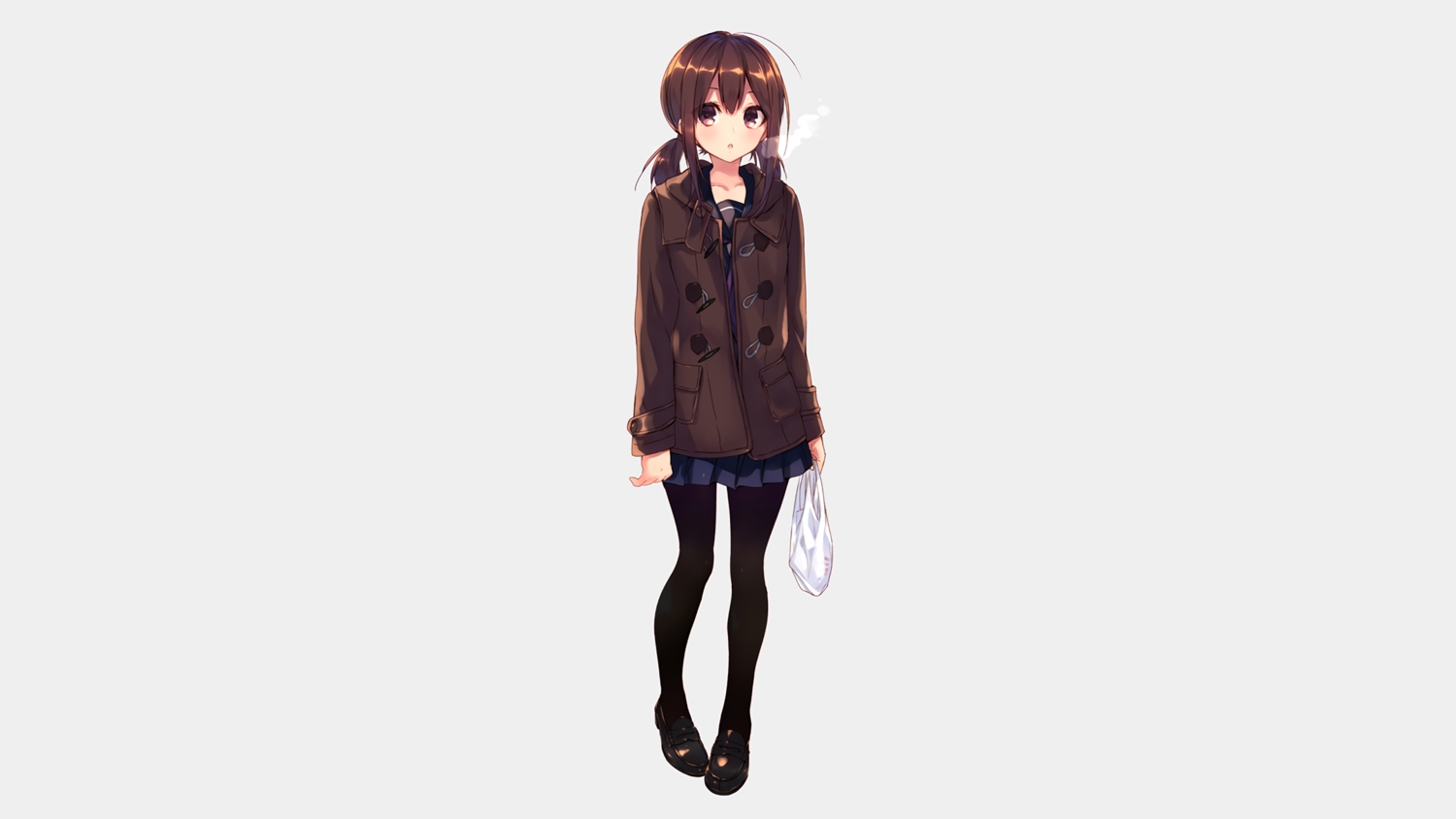brown_eyes, brown_hair, gray, original, pantyhose, skirt, suisen, third-party_edit