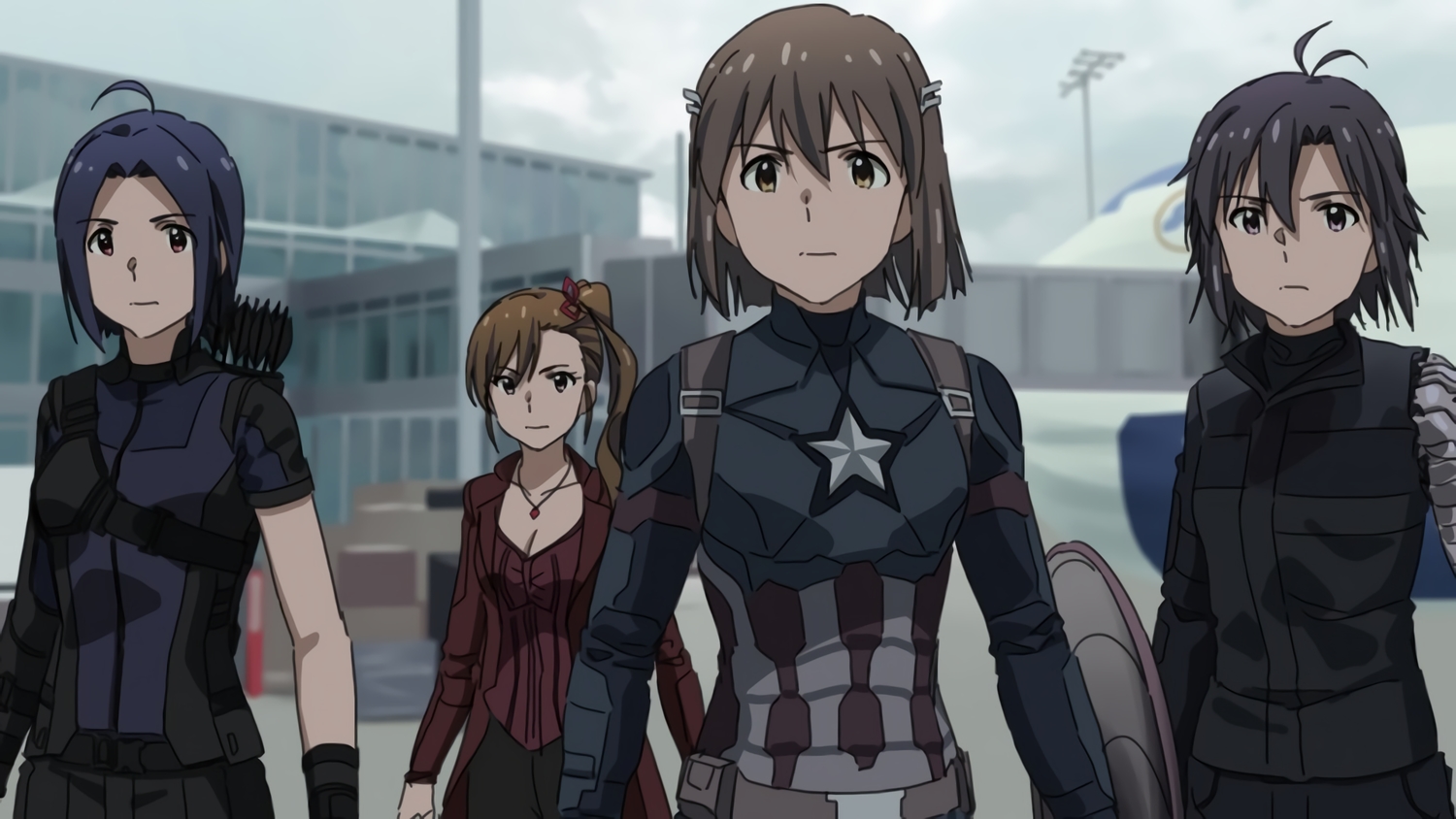 blue_hair, breasts, brown_hair, cleavage, futami_mami, hagiwara_yukiho, idolmaster, kikuchi_makoto