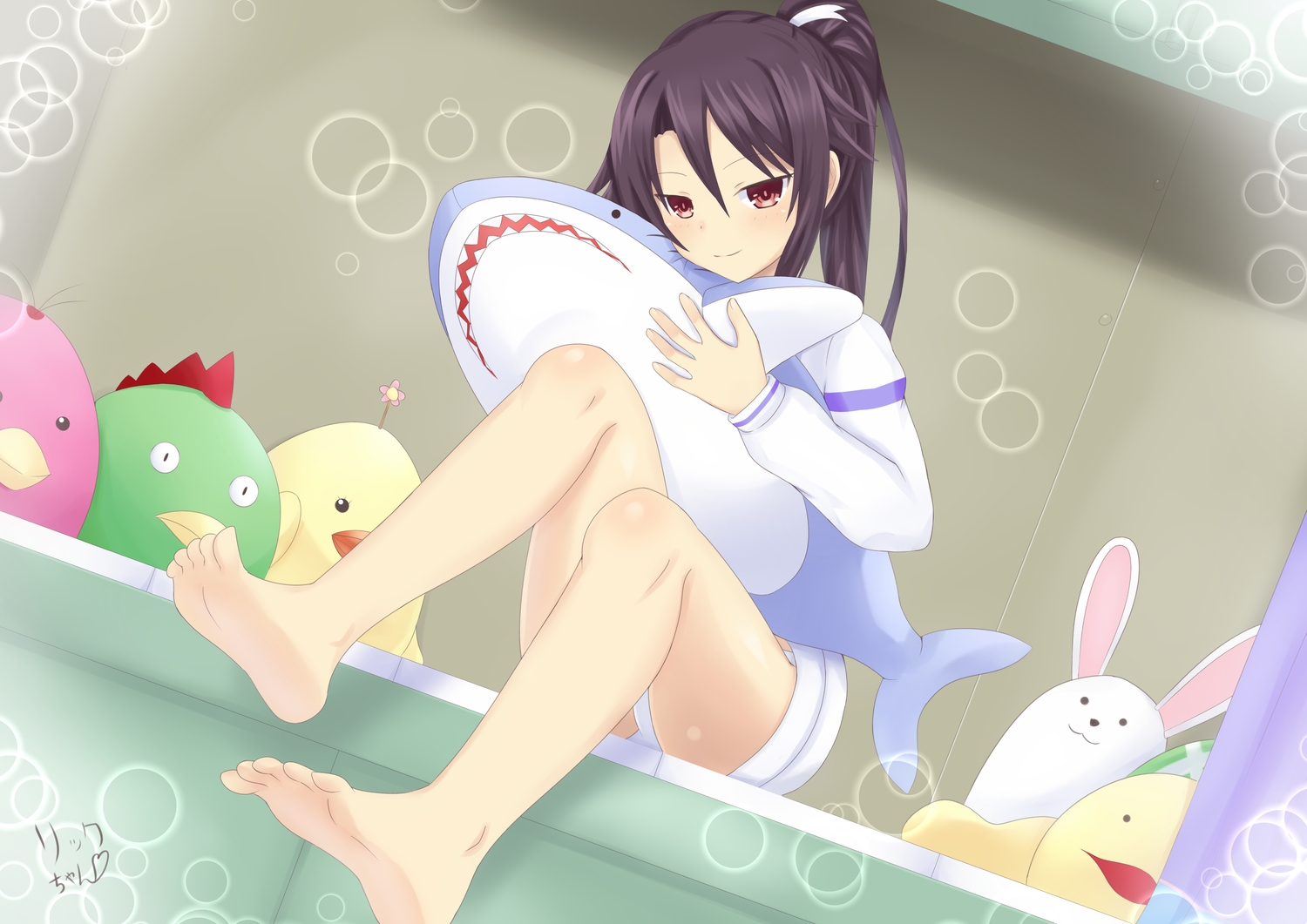 brown_hair, bubbles, high_school_fleet, munetani_mashiro, red_eyes, redrickson_del_rosario